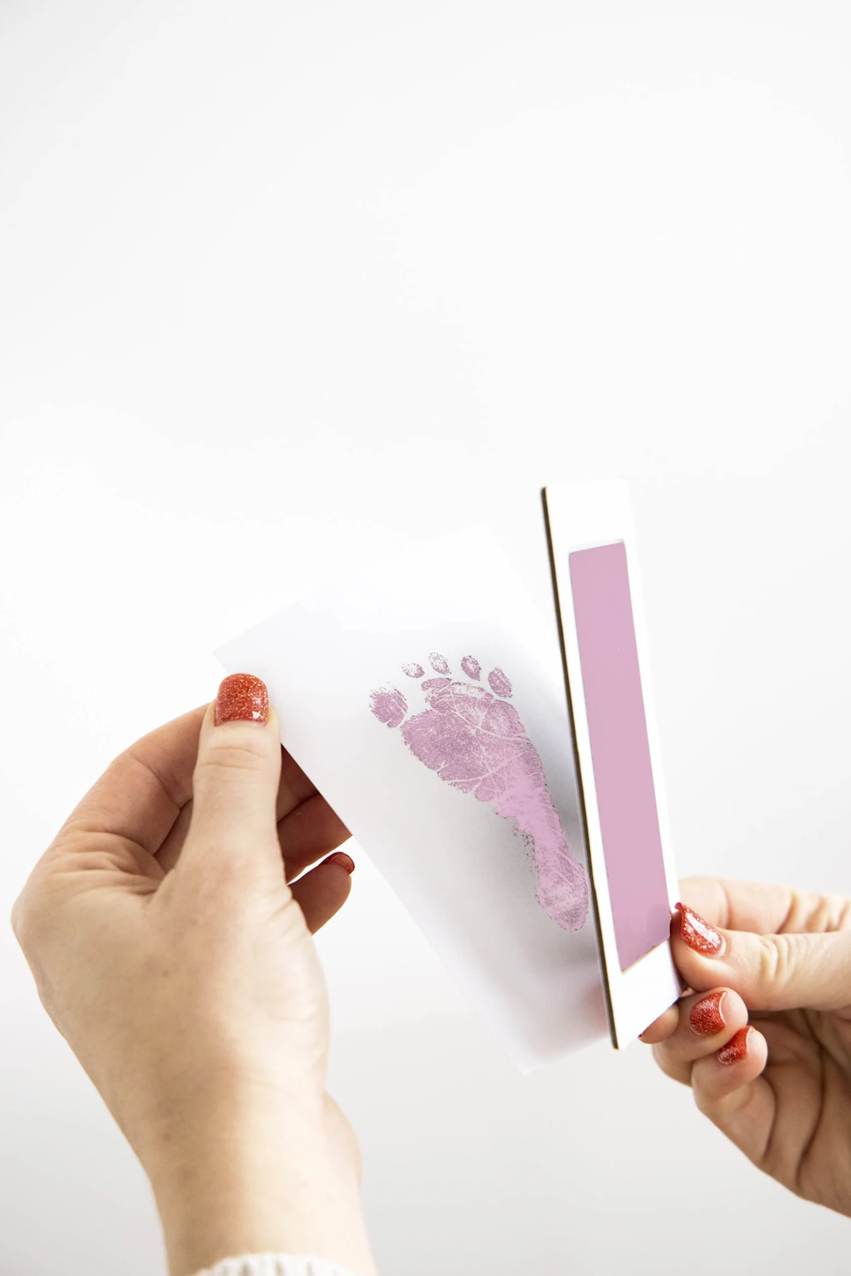 Pearhead Newborn Baby Handprint or Footprint "Clean-Touch" Ink Pad, 2 Uses, Pink