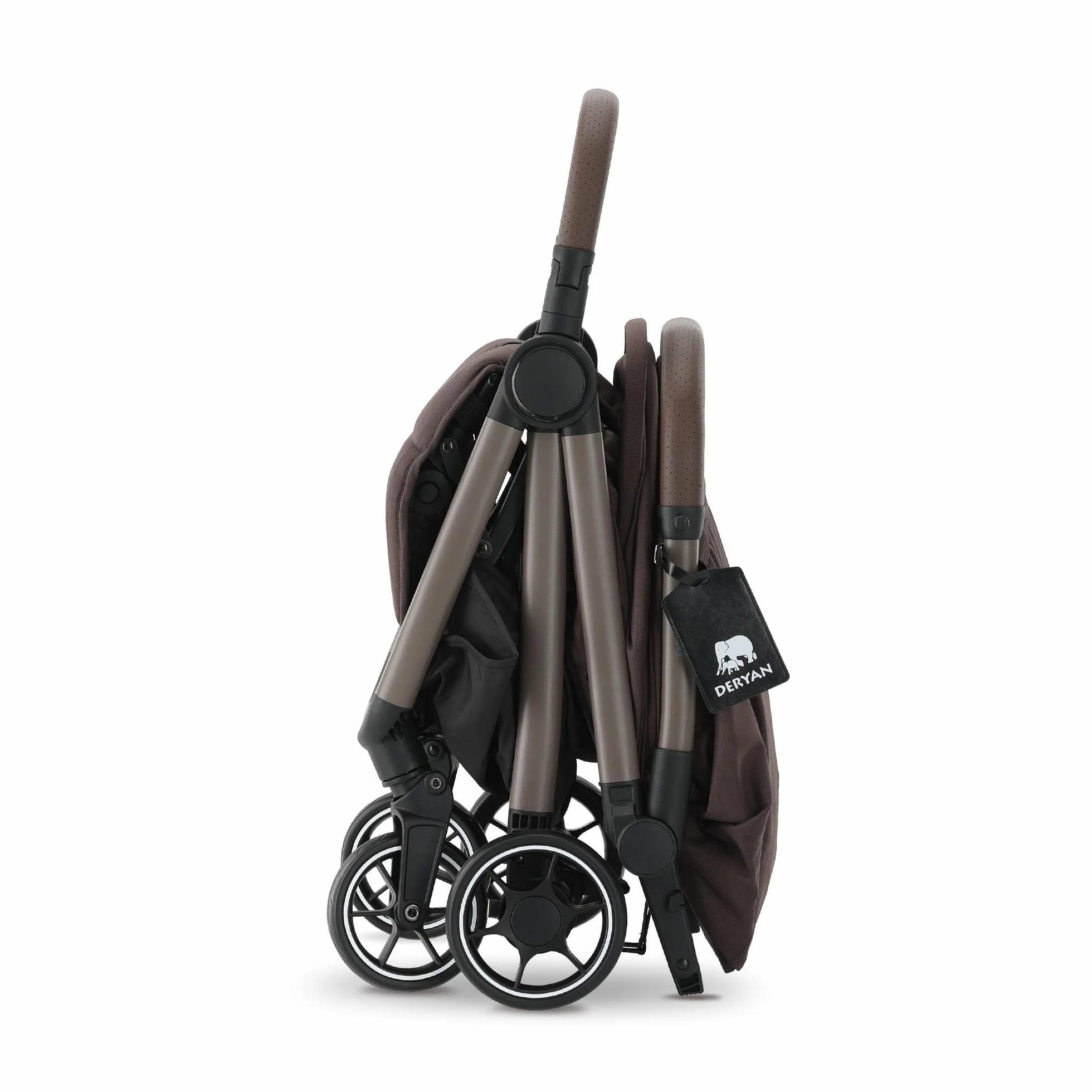 Deryan AIR Travel Buggy dla dzieci od urodzenia do 22 kg, 0-4 lata, z funkcją leżenia, ultralekki 8 kg, składany jedną ręką, UPF 50+, kosz do 5 kg (czekoladowy)