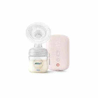 Philips Avent, elektryczna pompka do mleka SCF395/11, pompa pojedyncza, elastyczna poduszka silikonowa, butelka natury, cichy silnik, różowa