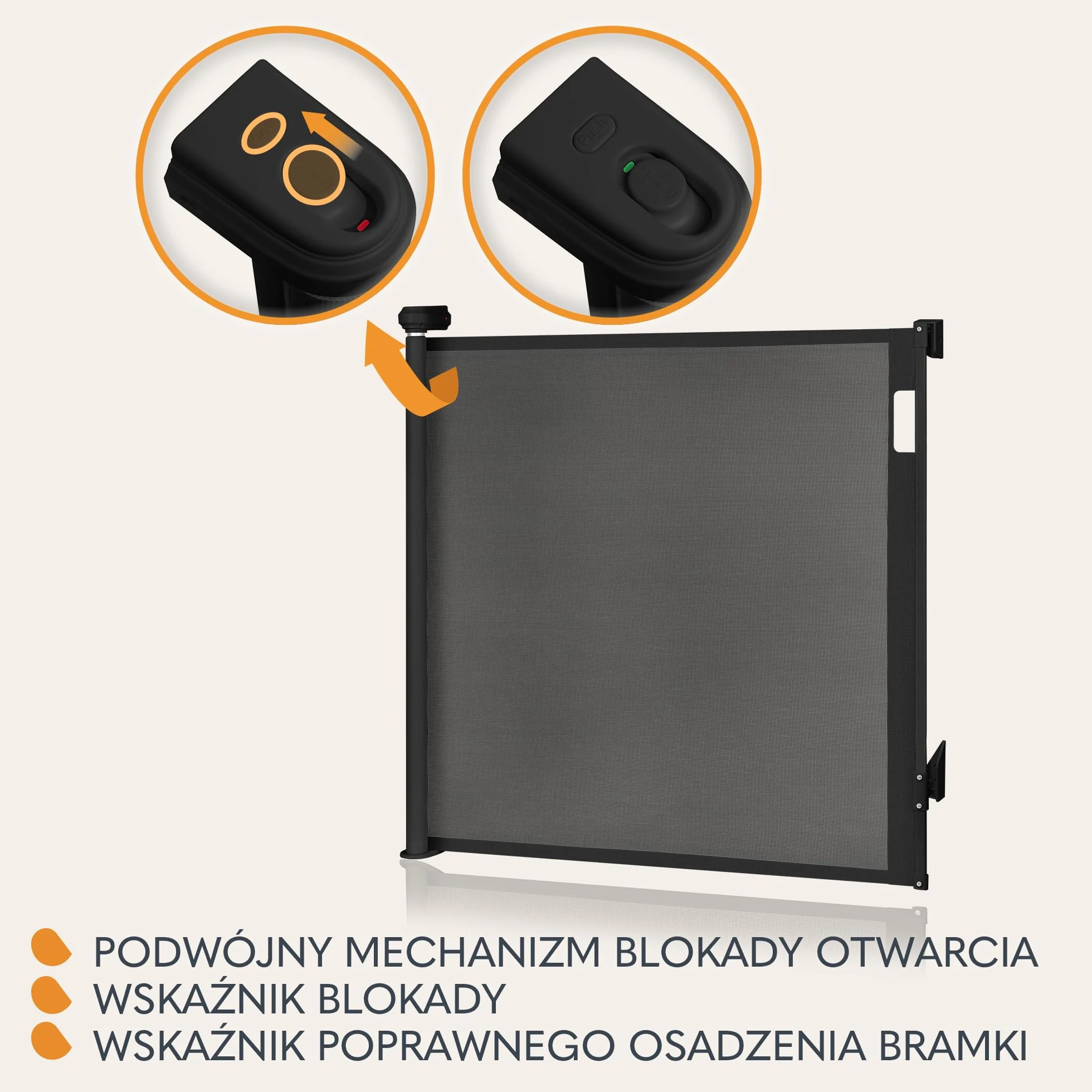 LIONELO THEA Regulowana Rozwijana Bramka Ochronna do Montażu do Drzwi, na Schodach w Korytarzu, Otwór do 140 cm, Barierka Roleta Zabezpieczająca dla Dzieci, 3 Zestawy Montażowe (Czarny)