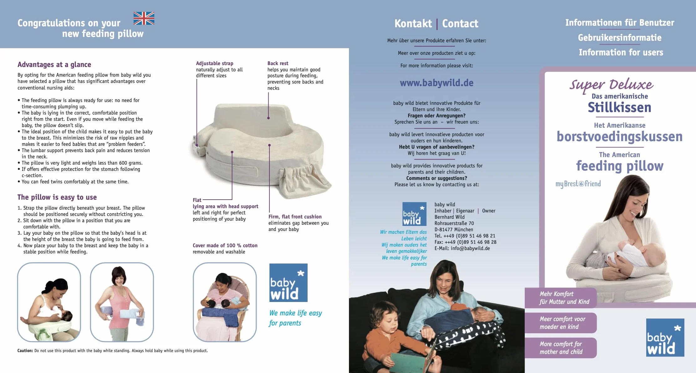 MY BREST FRIEND 0070 Baby wild, amerykańska poduszka do karmienia Super Deluxe, bawełna ekologiczna, edycja limitowana - designerska
