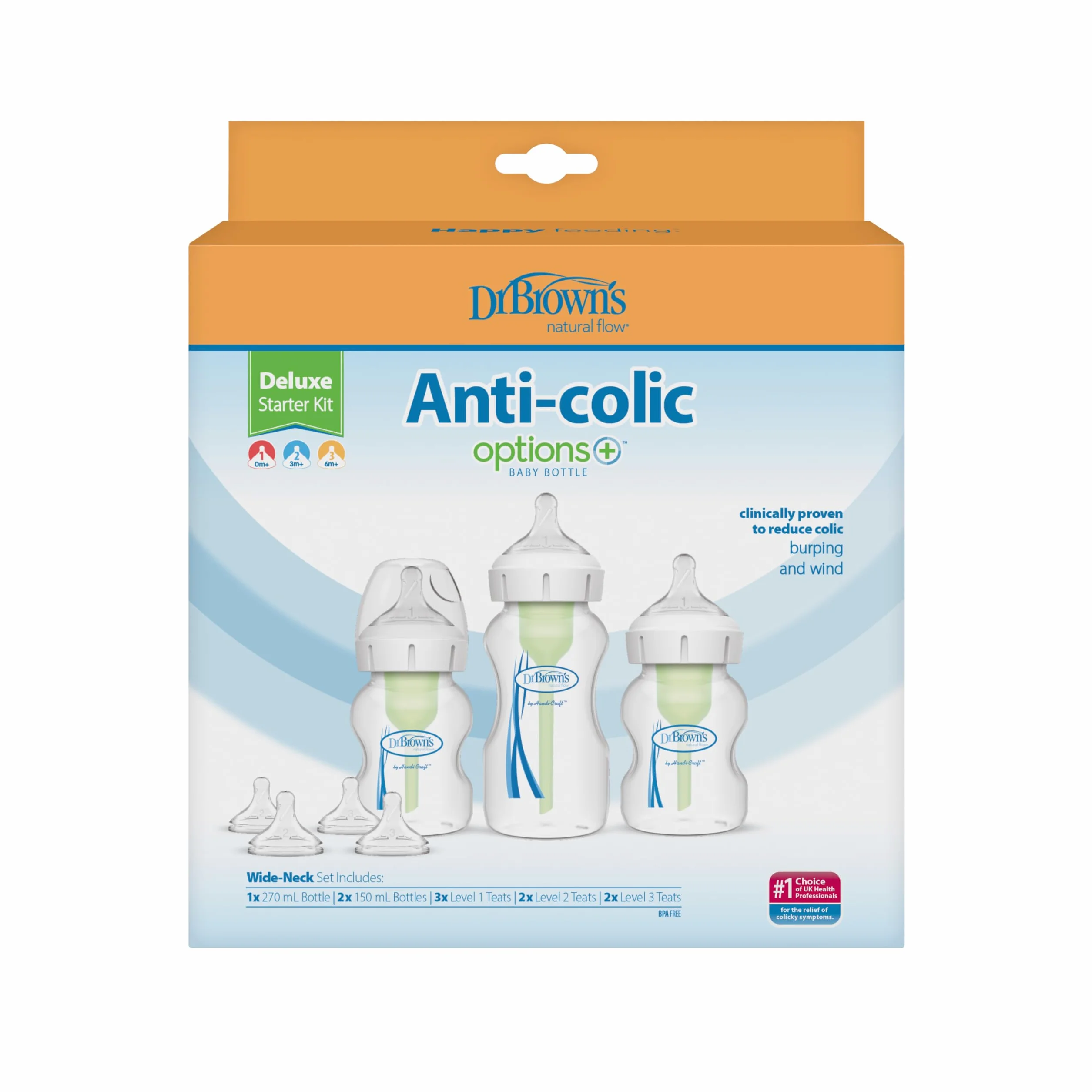Dr. Browns Opcje+ Butelka dla niemowląt Anti Colic, szeroka szyja, zestaw startowy