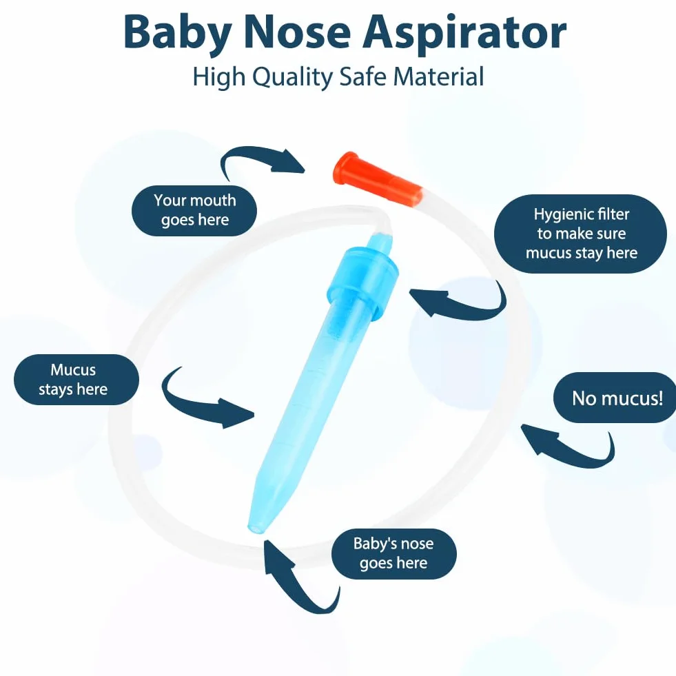 Aolso Aspirator do wydzieliny z nosa, aspirator do nosa dla dzieci, z 40 dodatkowymi filtrami higienicznymi, miękkimi silikonowymi końcówkami, do wielokrotnego napełniania, dla dzieci od 0 miesiąca