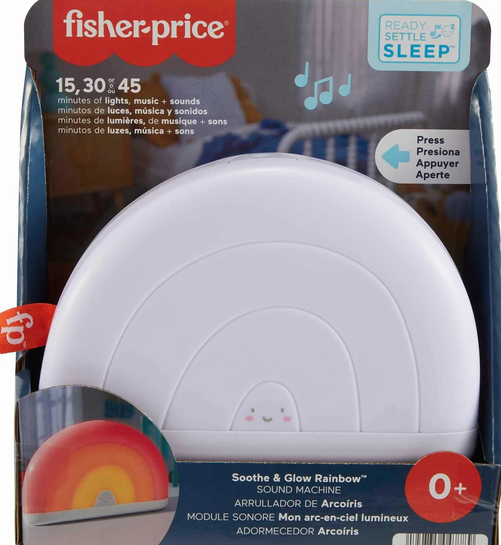 Fisher-Price Uspokajacz Świecąca Tęcza z muzyką i światełkami dla dzieci od narodzin, HGB91
