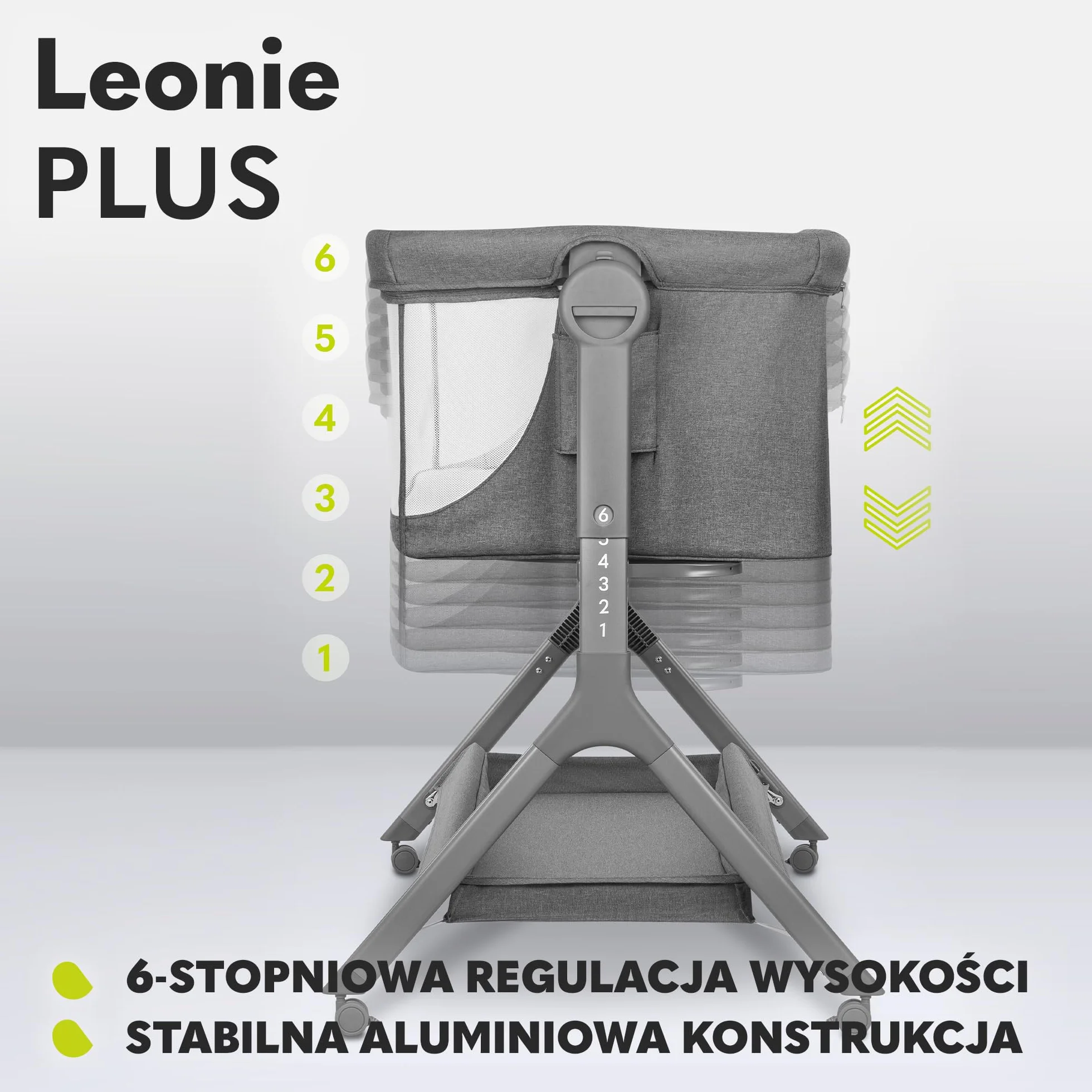 LIONELO LEONIE Plus 3 w 1 Dziecięce Łóżeczko Wolnostojące do 9kg, Łóżeczko Dostawne i Kołyska, Regulacja Wysokości, Przewiewne Ścianki, Odpinany Bok, Kółka z Hamulcem Duży Kosz