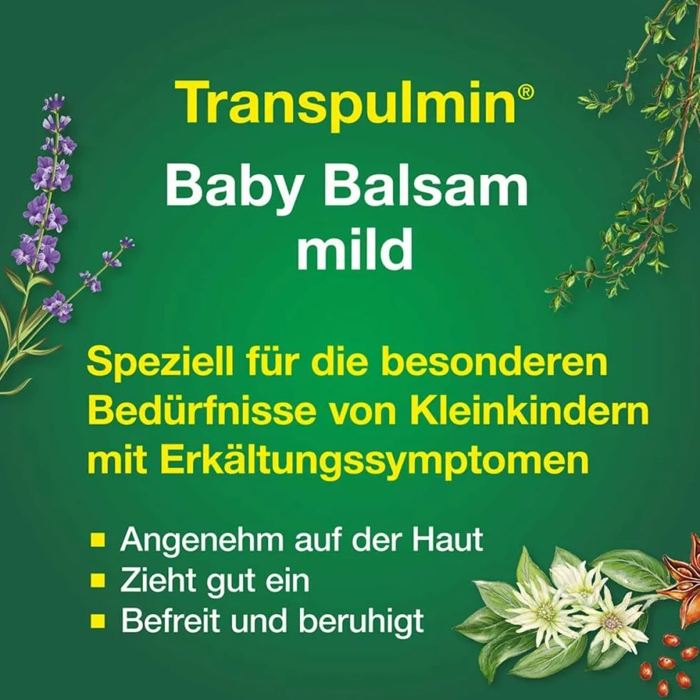 Transpulmin Balsam dla niemowląt łagodny: kojący balsam na przeziębienie dla dzieci od 3 miesięcy, na przeziębienie, kaszel i katar, 40 g balsamu