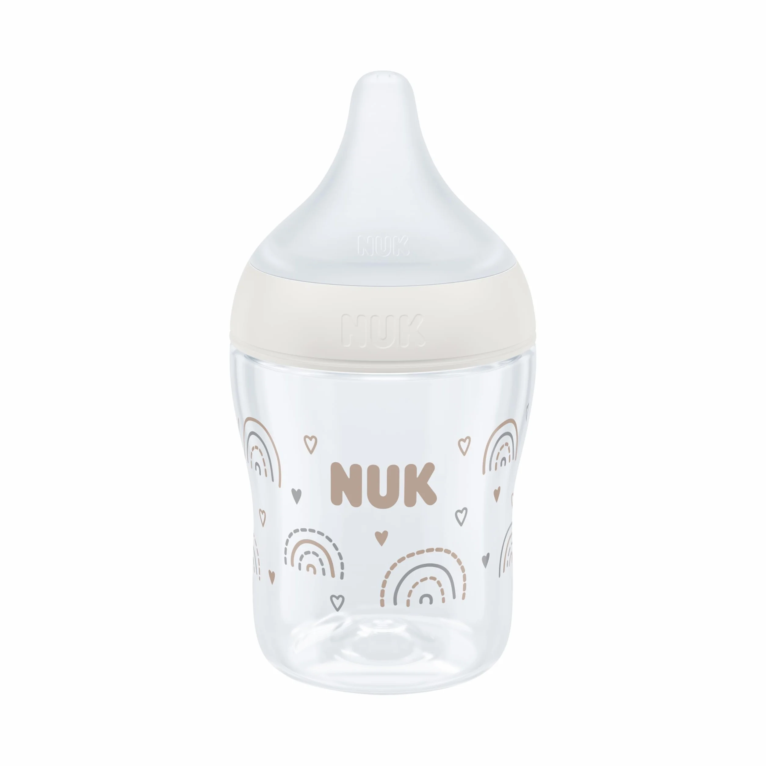 Butelka dla niemowląt NUK Perfect Match | 0+ miesięcy | Pasuje do podniebienia dziecka | Kontrola temperatury | Odpowietrznik antykolkowy | 150 ml | Bez BPA | Silikonowy smoczek S | Tęcza