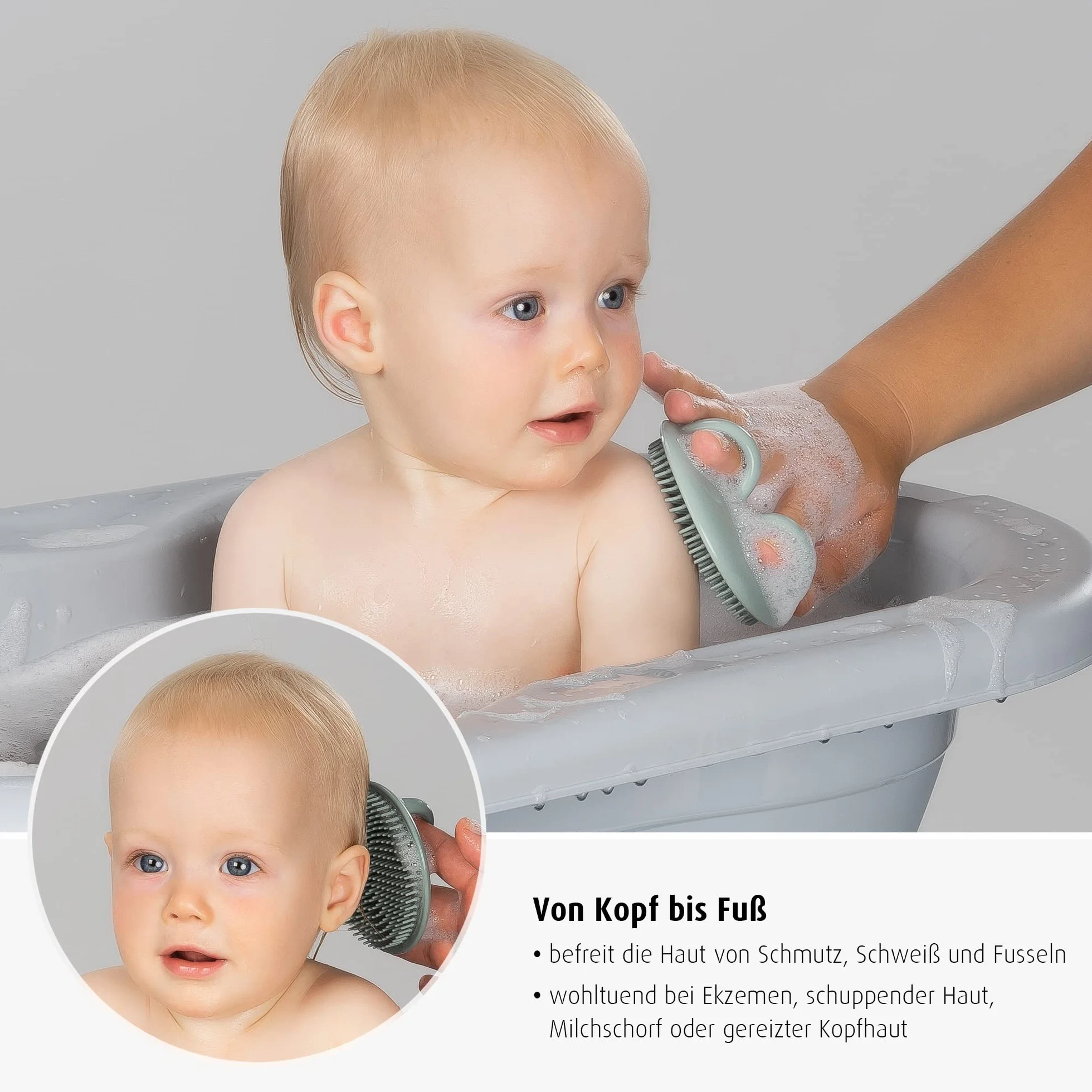 BabyCare szczotka do kąpieli z silikonu, do bardzo miękkiej i delikatnej kąpieli Twojego dziecka