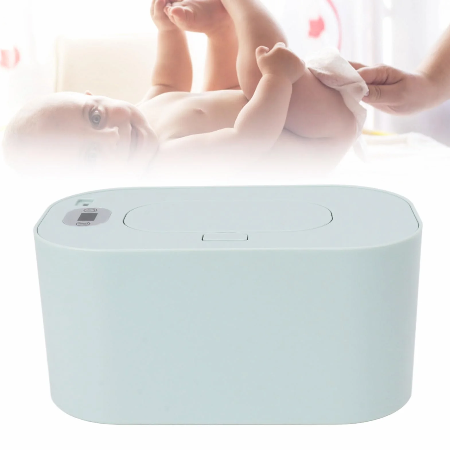 Podgrzewacz do Pieluch dla Niemowląt i Chusteczki Nawilżane Dozownik, Podstawowe Chusteczki dla Niemowląt Termostat Podgrzewacz z USB Domowy Samochód Chusteczki Nawilżane dla (Zielony)