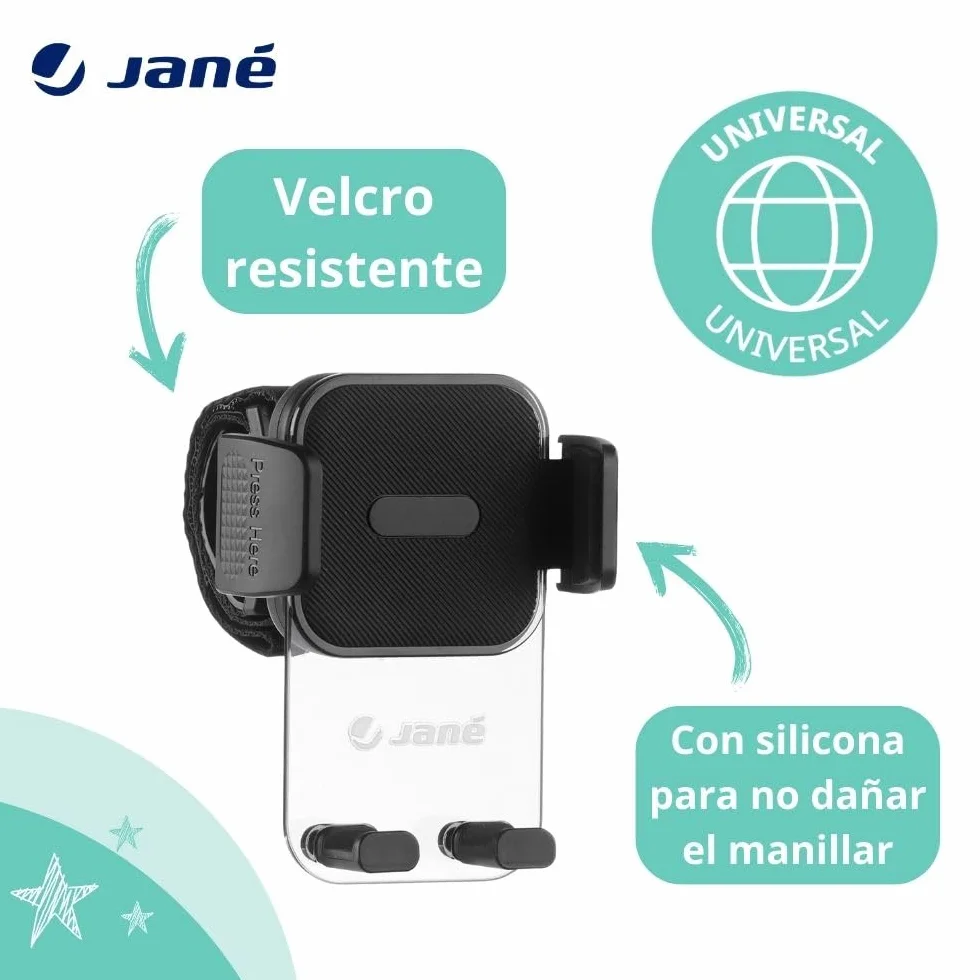 Jané Uchwyt na smartfon do wózka, uniwersalny, obrót 360 Multiposition, łatwa instalacja, stabilny i bezpieczny