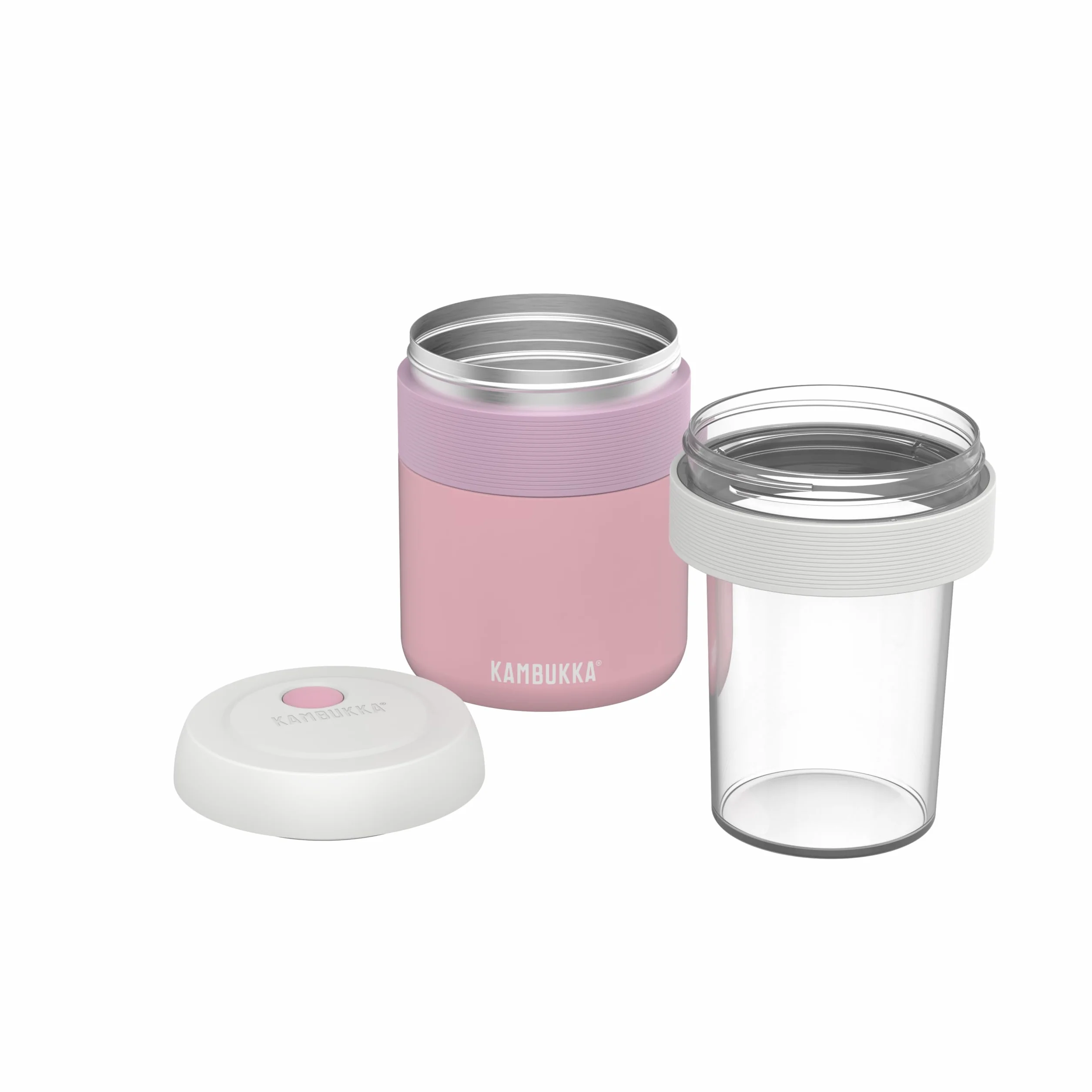 Kambukka Bora 600 ml Baby Pink – termos obiadowy/pojemnik termiczny na jedzenie, szczelny, stal 18/8, BPA free, utrzymuje ciepło do 9 h