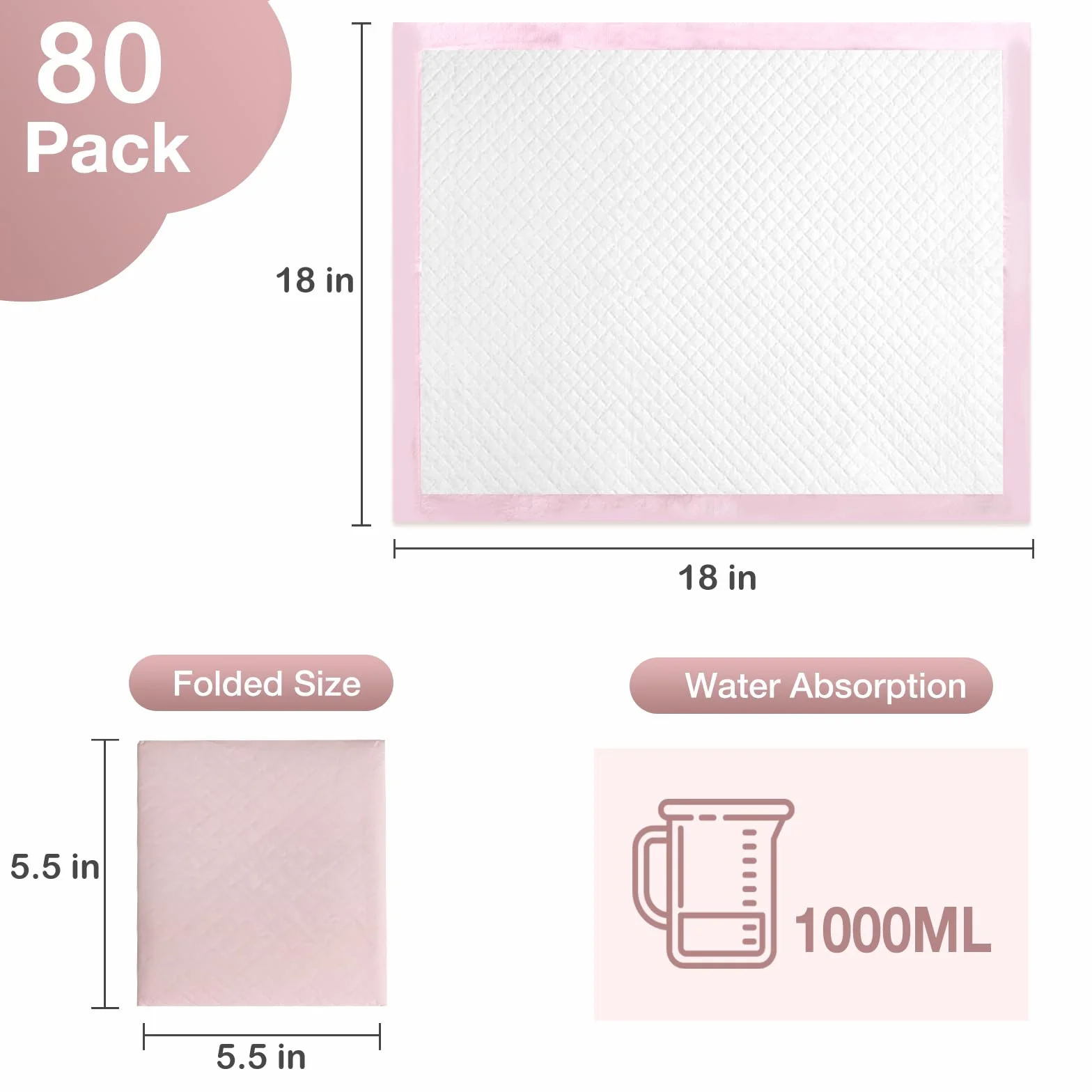 Jednorazowe wkładki do przewijania 80 sztuk podkładki do nietrzymania moczu dziecka podkładki do przewijania pieluszki ultramiękka super chłonna wodoodporna mata 45 x 45 cm