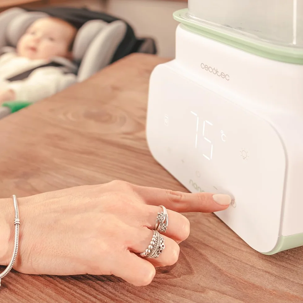 Cecotec Sterylizator do butelek Nana BabyCare Double BottleWarmer, 4 tryby, kosz na butelkę, nie zawiera BPA, bezpieczny do przechowywania wody, mleka i żywności