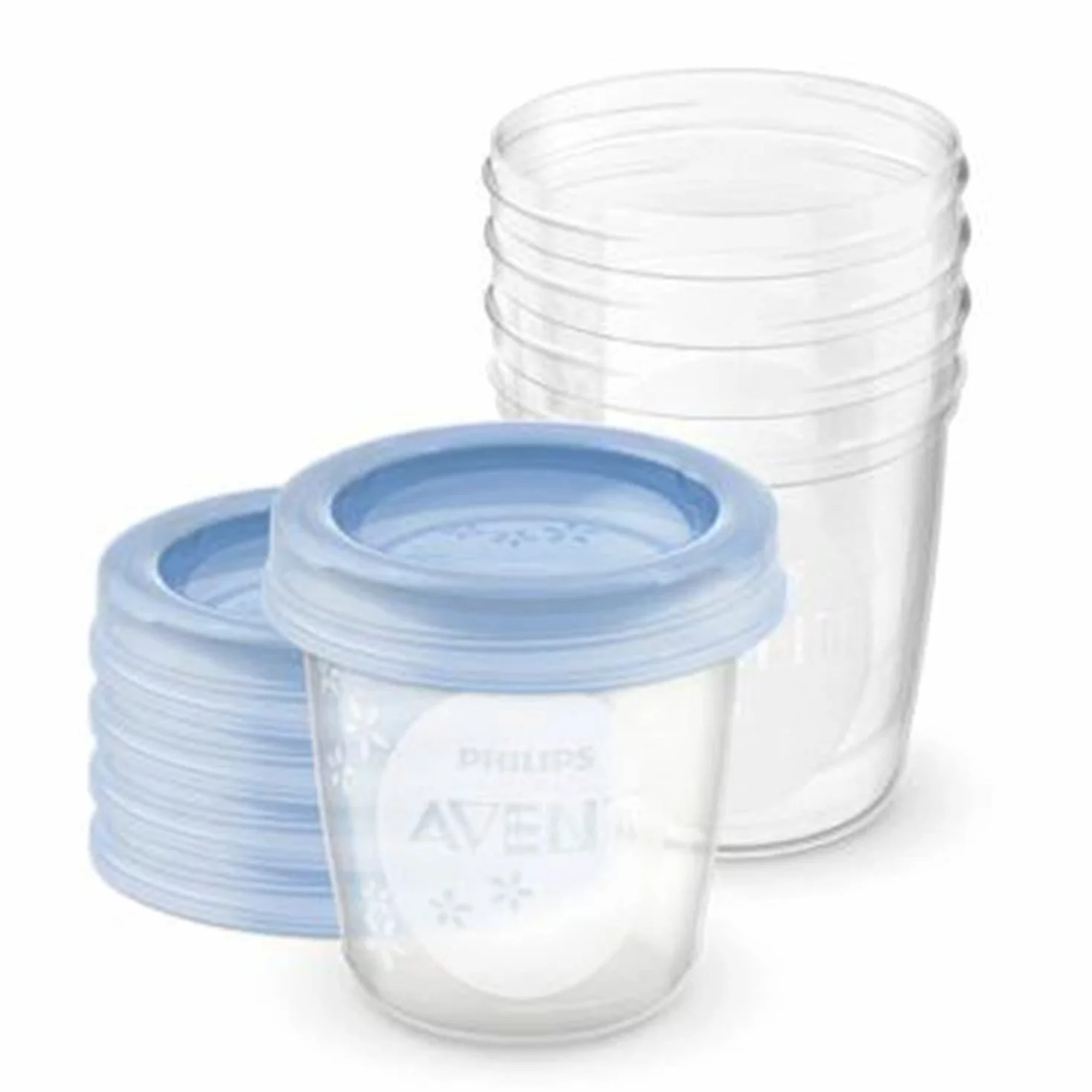 Philips SCF619/05 Kubeczki do Przechowywania, 5 Sztuk, Przezroczysty/Niebieski
