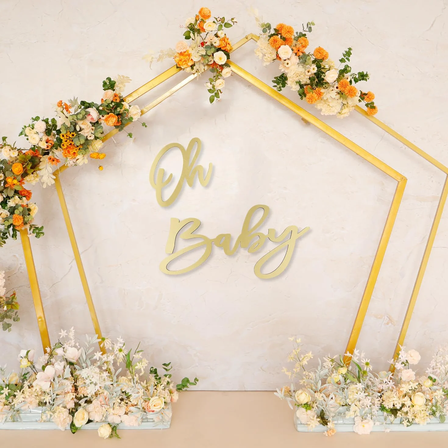 Znak Oh Baby, Drewniany Baner Zlote Litery na Tle Dekoracje baba dla Dzieci
