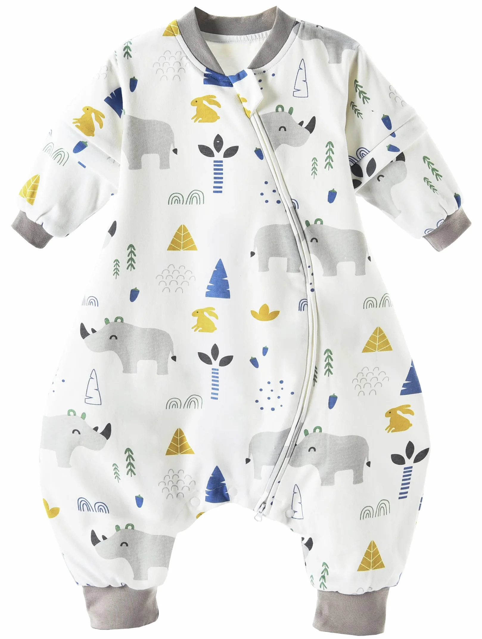 Chilsuessy Śpiwór niemowlęcy z nogawkami, 1,5 Tog, całoroczny śpiwór, bawełna, długi rękaw, śpiwór niemowlęcy z nogawkami, dla chłopców i dziewczynek