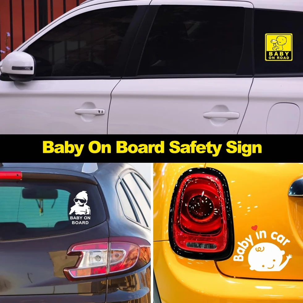 Baby On Board Naklejka do samochodu, 3-pak odblaskowych naklejek na samochód dla niemowląt nowość znak bezpieczeństwa dziecka na pokładzie znak samochodowy dziecko w samochodzie ostrzeżenie na