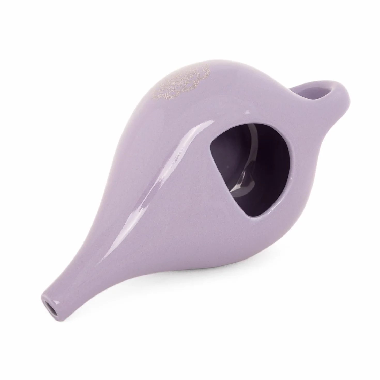 bodhi NETI POT - Bricco per il naso in ceramica Neti con mandala (argento), caraffa per il risciacquo del naso, Nethi Pot
