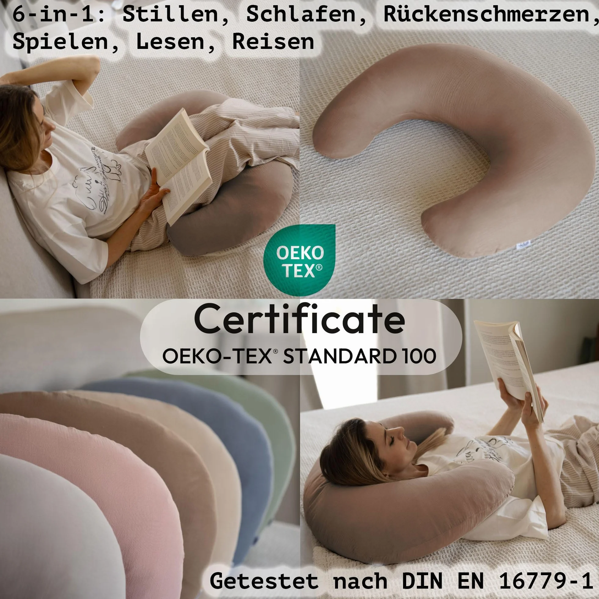 PaLulli® Muślinowa poduszka do karmienia piersią ze 100% bawełny muślinowej – poduszka do karmienia dla niemowląt, poduszka do karmienia dla niemowląt, oddychająca i nadająca się do prania, brązowa