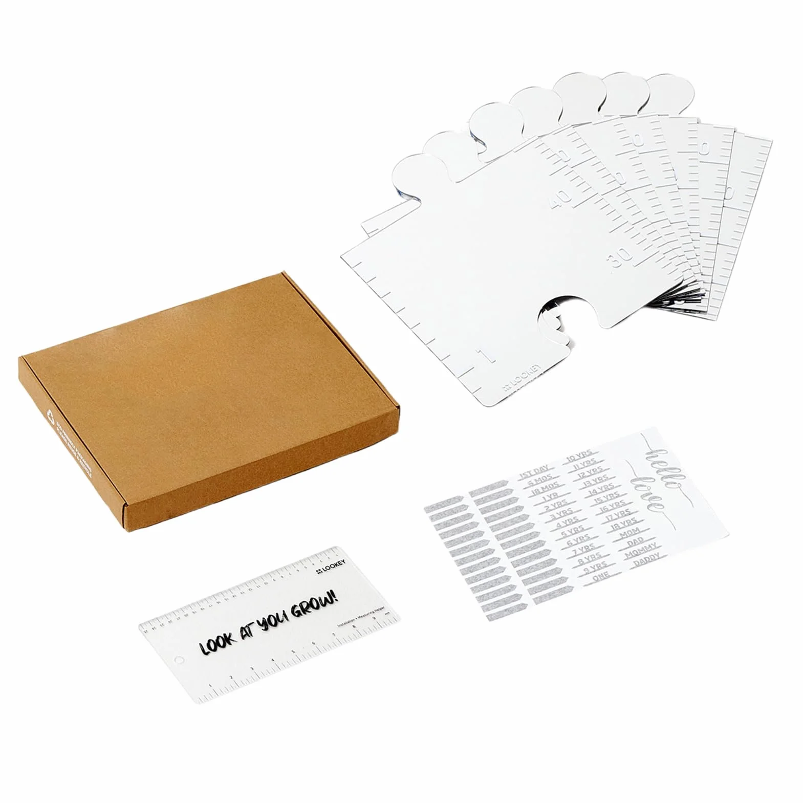 Lustrzany wykres wzrostu, puzzle, dekoracja ścienna z pomiarem wysokości, interaktywna lustrzana tabela wzrostu dla dzieci, dekoracyjny organizer do pokoju z odblaskowym wzorem, 24 x 25 x 4 cm
