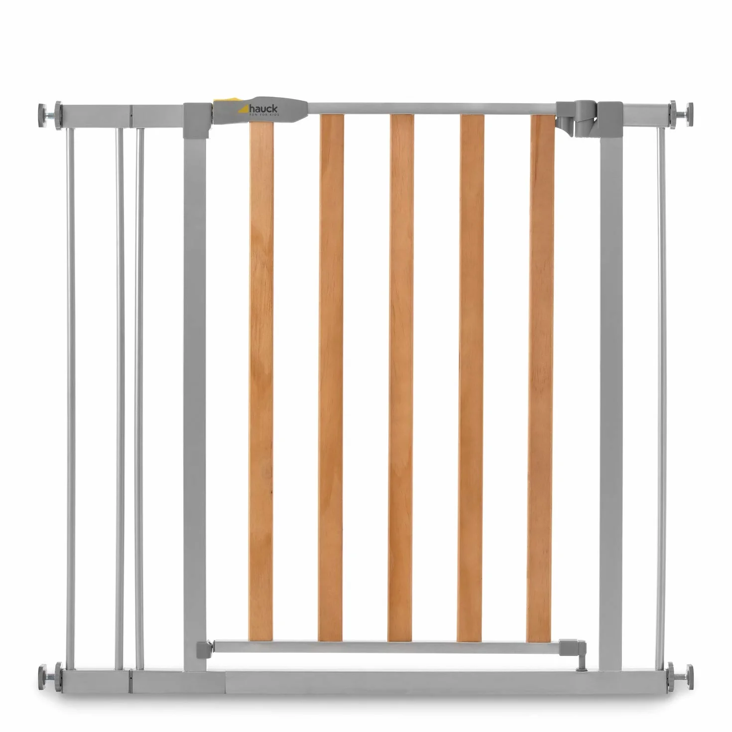 Hauck Brama drzwi/osłona schodów dla dzieci Drewniana blokada 2 Brama bezpieczeństwa z przedłużeniem 9 cm/bez wiercenia/84 - 89 cm szerokość/rozszerzalna/metalowa kratka drewniana
