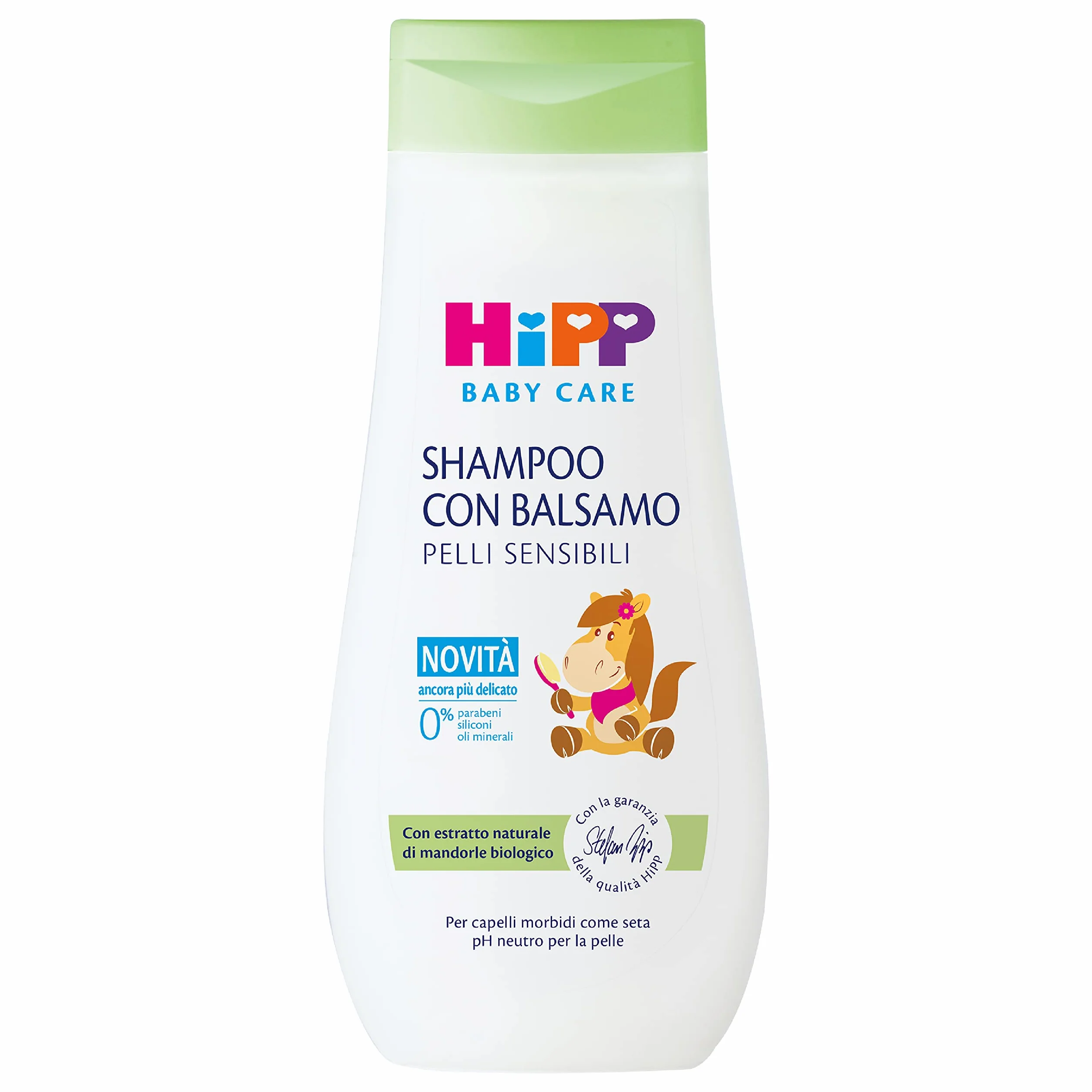 HiPP - Baby Care szampon z odżywką dla dzieci, rozczesuje włosy i chroni skórę głowy, neutralne pH, do skóry wrażliwej, z naturalnym ekstraktem z organicznych migdałów, 1 sztuka 200 ml
