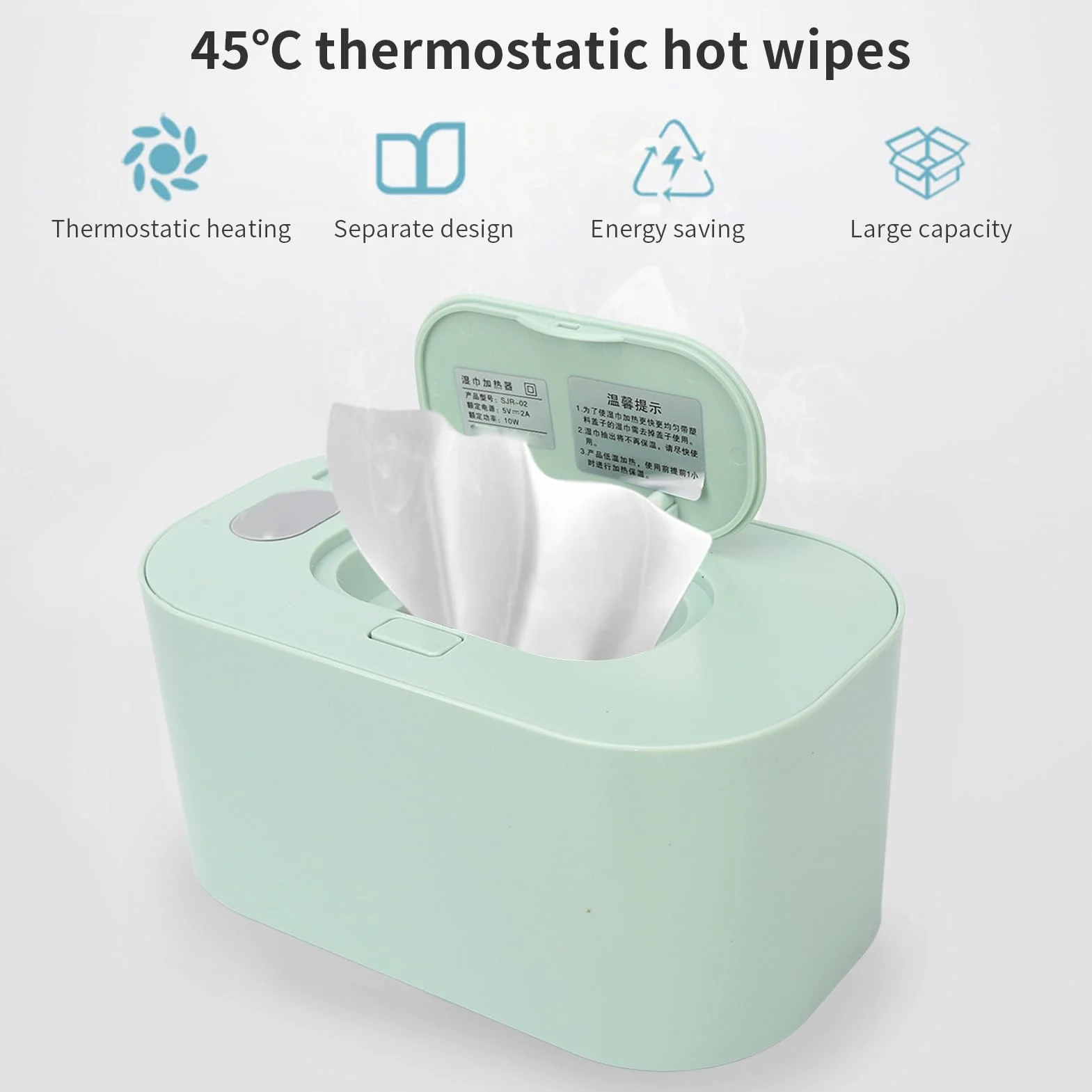 Podgrzewacz Chusteczek Nawilżanych, Energooszczędny Podgrzewacz Chusteczek Nawilżanych o Stałej Temperaturze ABS do Toalety (Zielony)