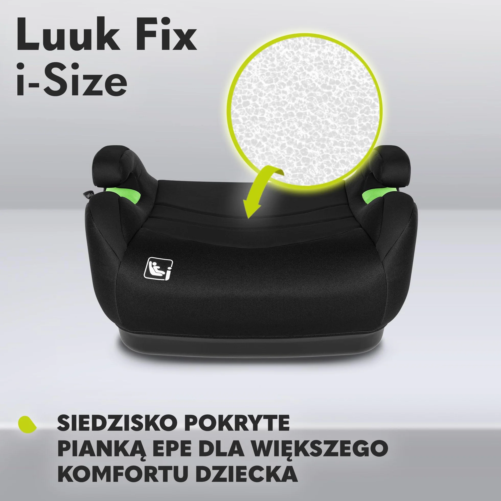 LIONELO LUUK FIX i-Size Podwyższający Fotelik Samochodowy dla Dzieci z ISOFIX, od 22 do 36 kg 125 – 150 cm, Grupa 2 i 3,Wygodne Siedzisko i Podłokietniki, Zdejmowany Pokrowiec
