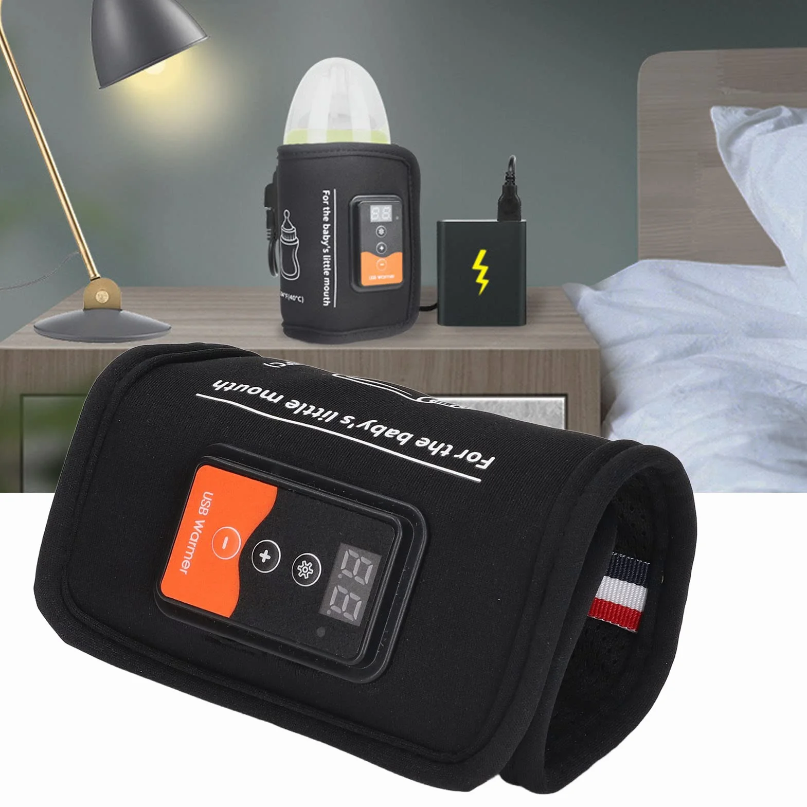 Podgrzewacz do Butelek USB 10 W Kieszonkowy Termostat do Butelek Przenośny Podgrzewacz do Butelek z Wyświetlaczem LCD ze smyczą z Haczykiem i pętelką, Podróżny Podgrzewacz do