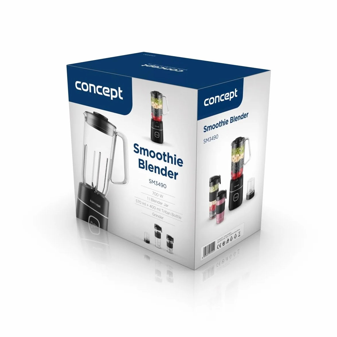Concept SM3490 mikser do smoothie 700 W 1 x 1000 ml 1 x 570 ml 1 x 400 ml 1 x młynek