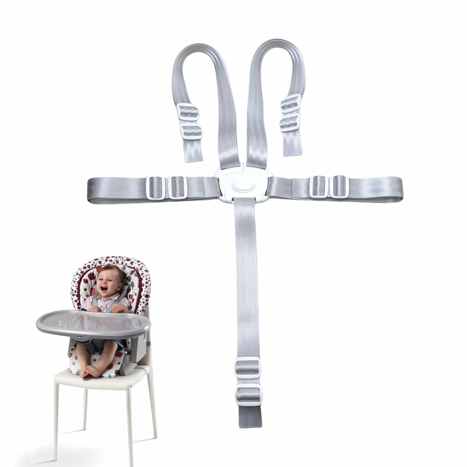 5 punkt gurt sicherheitsgurt,hauck hochstuhl ersatzteile,gurt tripp trapp stuhl für kinderwagen (Biały)