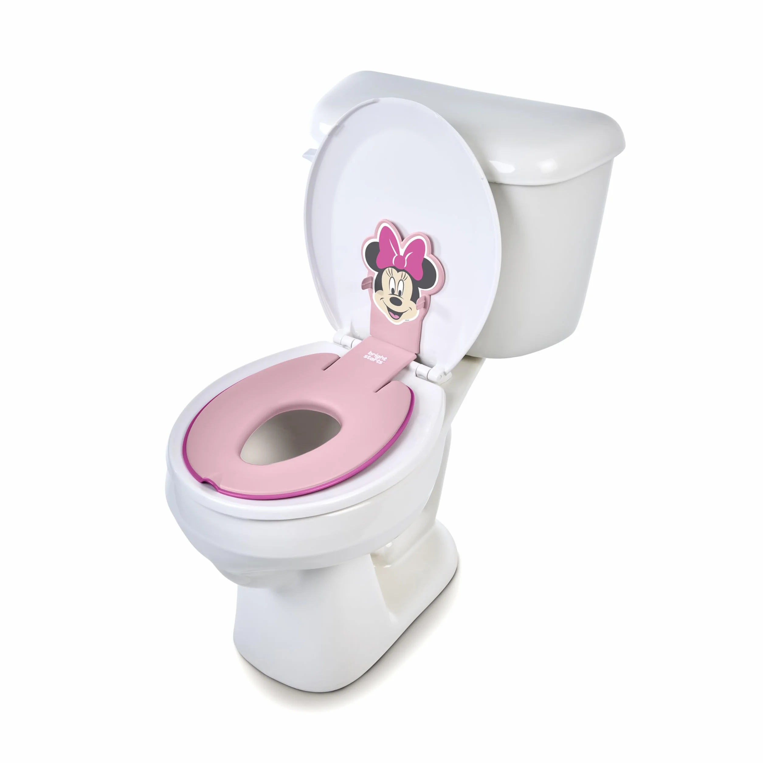 Bright Starts Disney Baby Minnie Mouse Flip & Sit Nocnik, bezpiecznie mocuje się do toalety, oszczędzająca miejsce konstrukcja pasuje do większości toalet