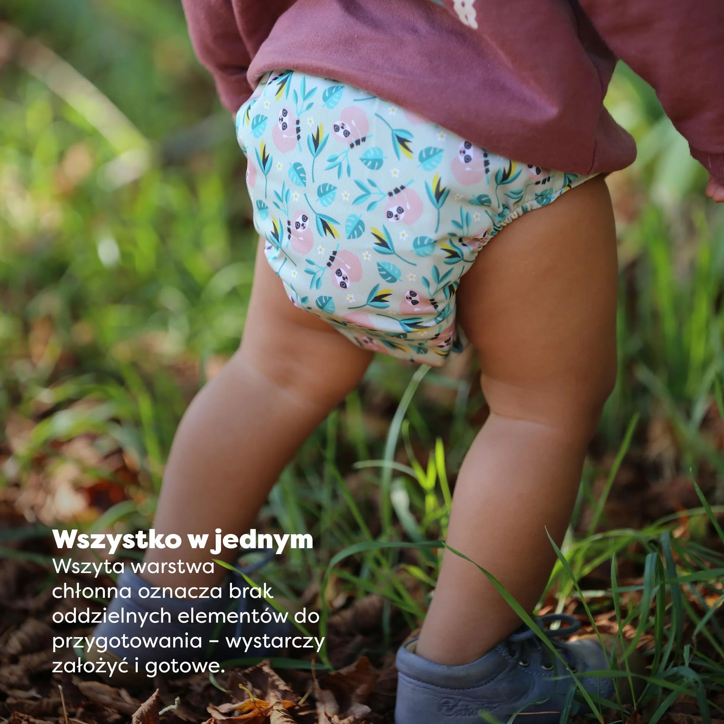 Bambino Mio, miosolo klasyczna wielorazowa pieluszka all-in-one, wesoły leniwiec