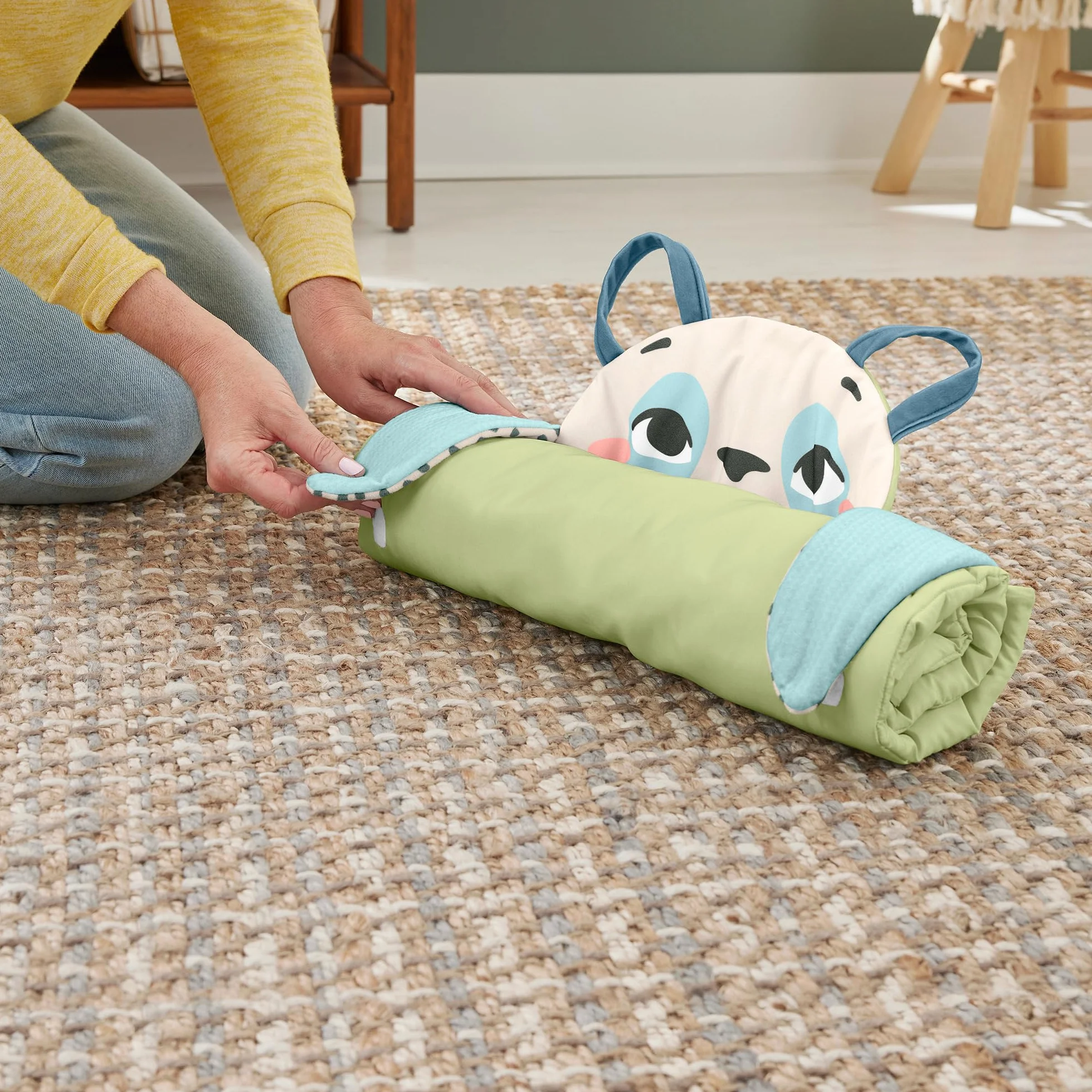 Fisher-Price Planet Friends Mata Wesoła Panda 3w1 z dwoma zabawkami dla noworodków, do zabawy na brzuszku, HKD65