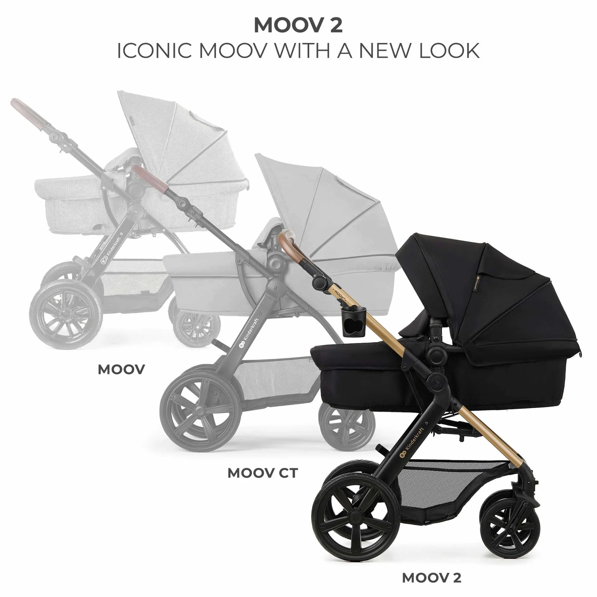 Kinderkraft MOOV 2 3 w 1 fotelik samochodowy, Mink PRO I-Size, system podróżny, wózek dziecięcy, krzesło spacerowe, składane, dla noworodka, od urodzenia do 3 lat, Czarny