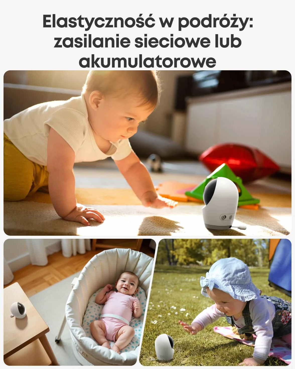 eufy Niania z kamerą, sterowanie przez aplikację i offline, 4K HD, ultraczysty tryb nocny, funkcja obrotu i nachylenia, mobilna kamera z wbudowaną baterią, ANR, inteligentne alerty, przełącznik Wi-Fi