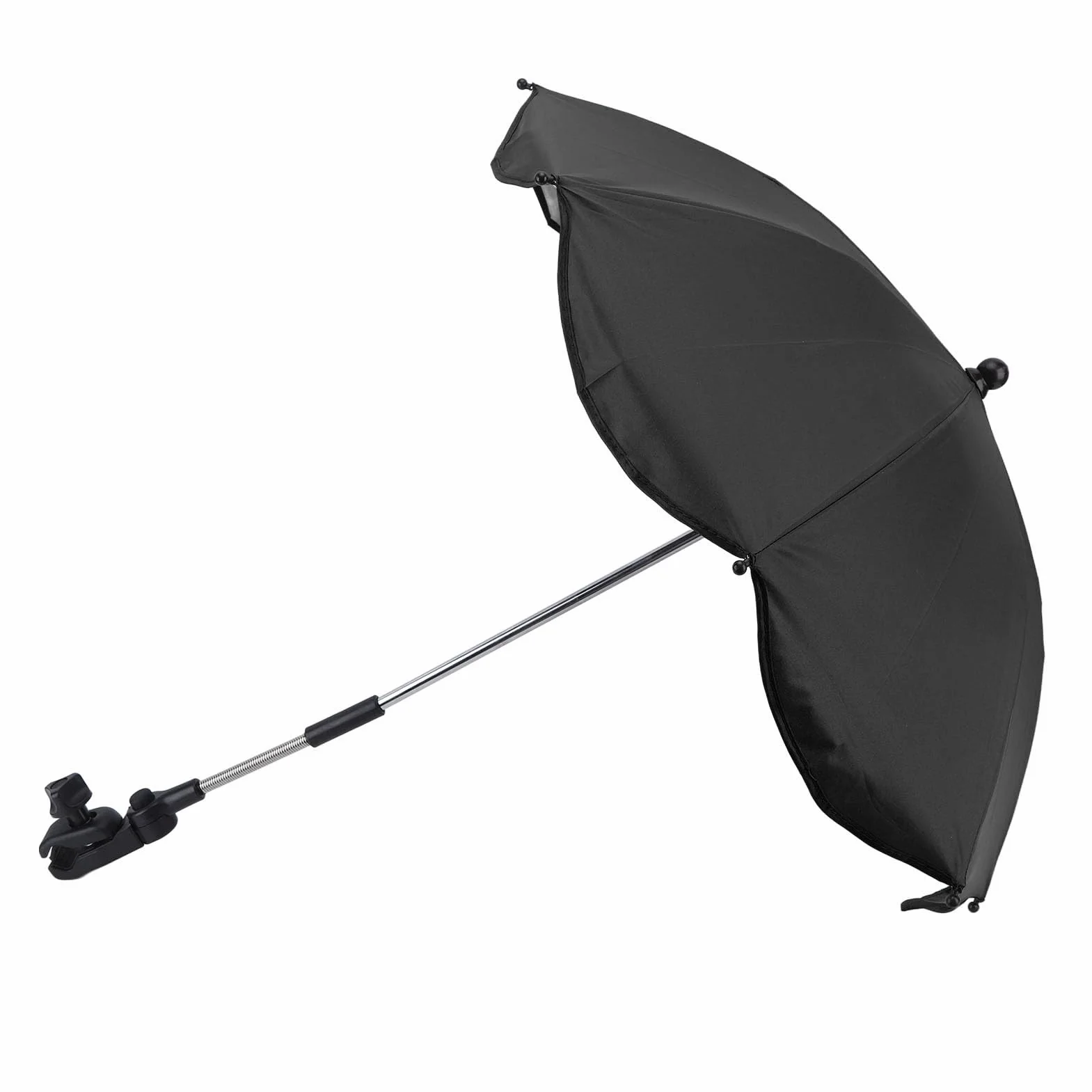 Parasol do Wózka Dziecięcego 14 Cali, Uniwersalna Parasolka do Wózka Dziecięcego Regulowana Ochrona UV Parasol Przeciwsłoneczny do Wózka Spacerowego, Gondoli, Wózka Inwalidzkiego (Czarny (srebrny klej))
