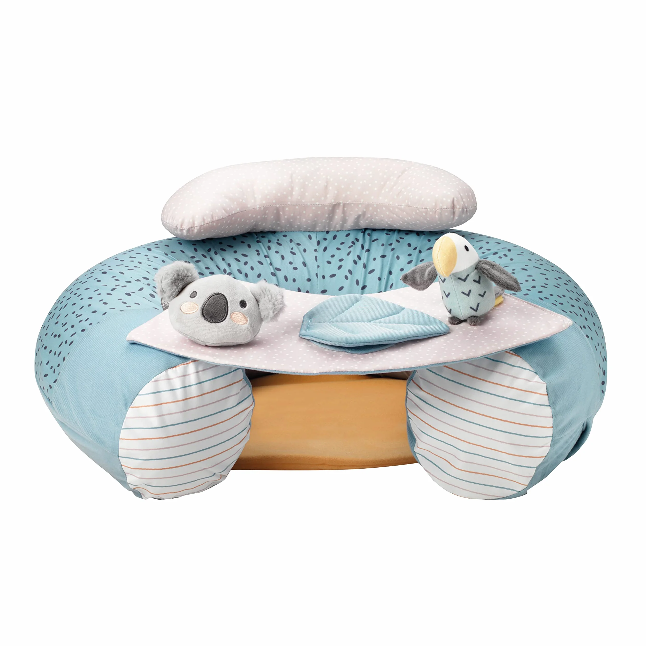 Nuby Animal Adventures Sit-Me-Up fotelik dziecięcy – nadmuchiwane siedzisko podłogowe do siedzenia i zabawy, zdejmowana taca, można prać w pralce, nadaje się dla dzieci od 6 miesięcy