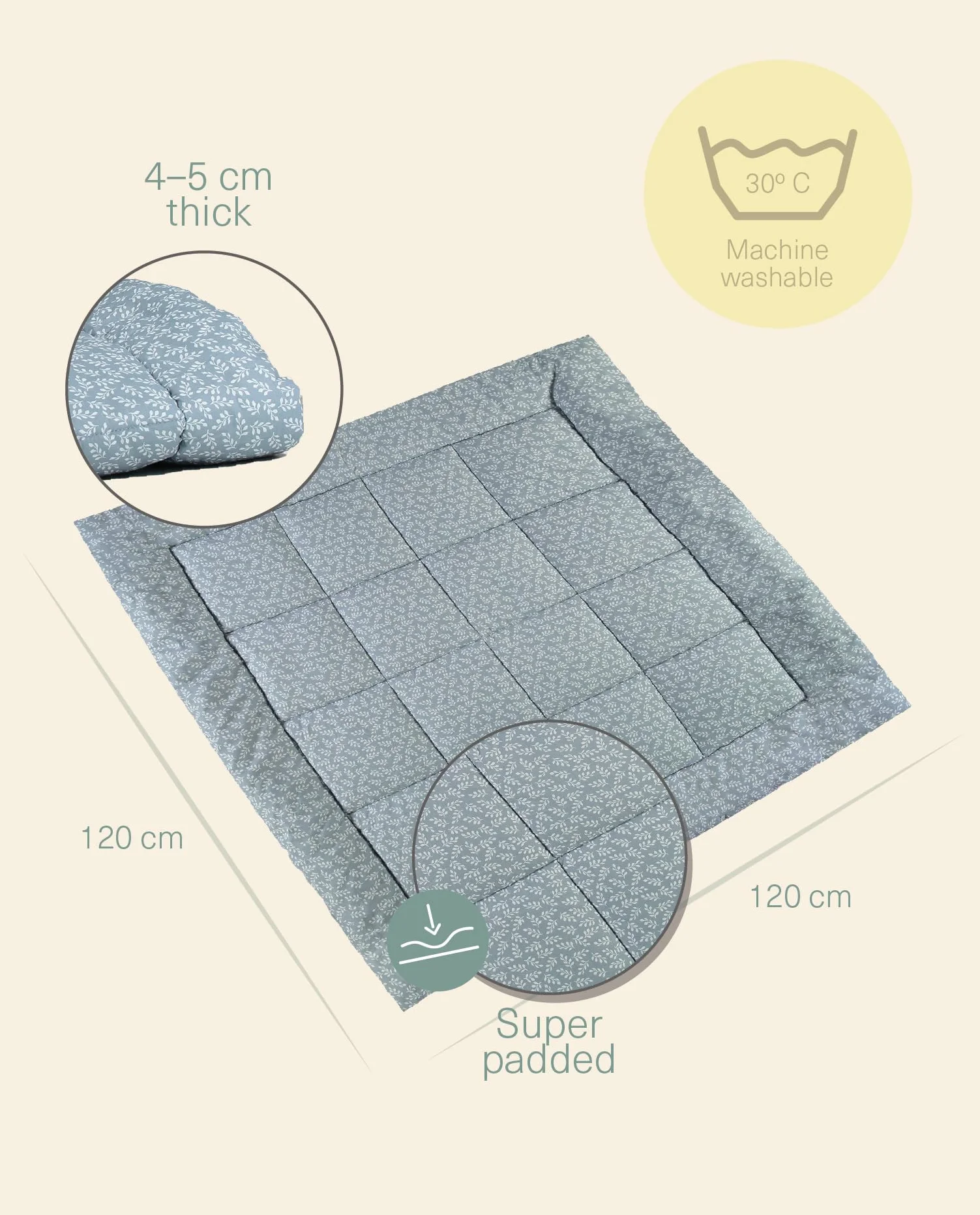 molis&co – kocyk do raczkowania dla niemowląt 120x120 cm, 100% bawełna (Öko-Tex), wielofunkcyjny, gruby i miękki, idealny jako kocyk dla niemowląt i koc do zabawy