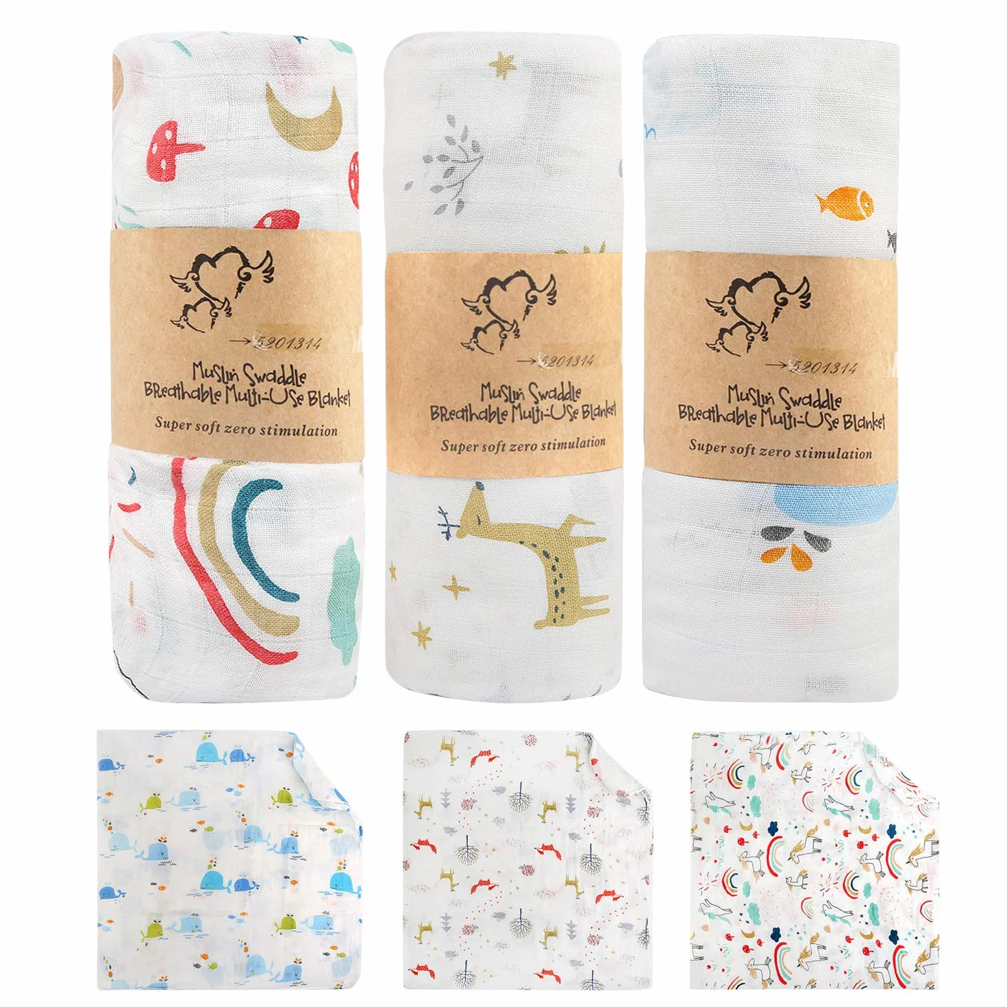 Swaddles Pucksack Baby 0-3 miesięcy, rozmiar 120 x 120 cm, miękki bambus, bawełna, muślin, kocyk dla niemowląt, koc, koc, chusta do przewijania, prezent pod prysznic dla noworodków