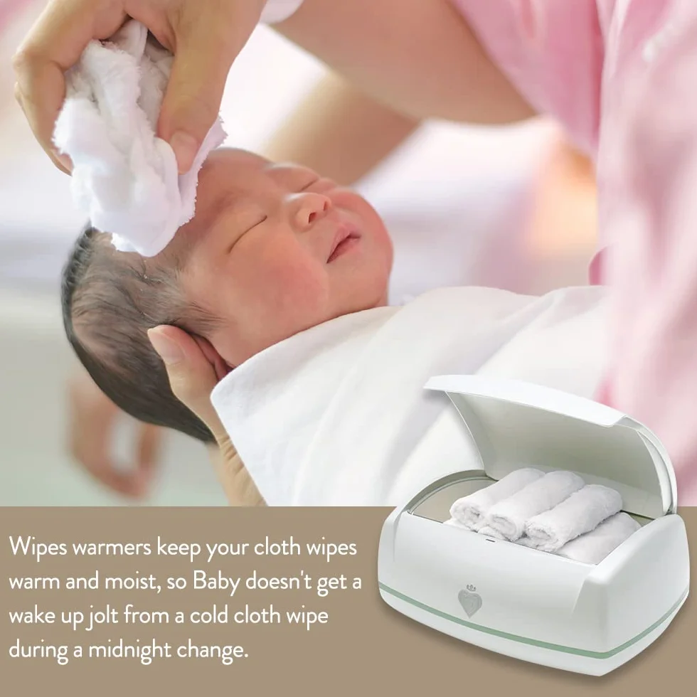 Prince Lionheart Warmies Wipes Warmer, tylko chusteczki wielokrotnego użytku, ciepłe światło nocne, ogrzewa chusteczki dla niemowląt, zmiana komfortu, utrzymuje 16 ubrań wielokrotnego użytku, niskie