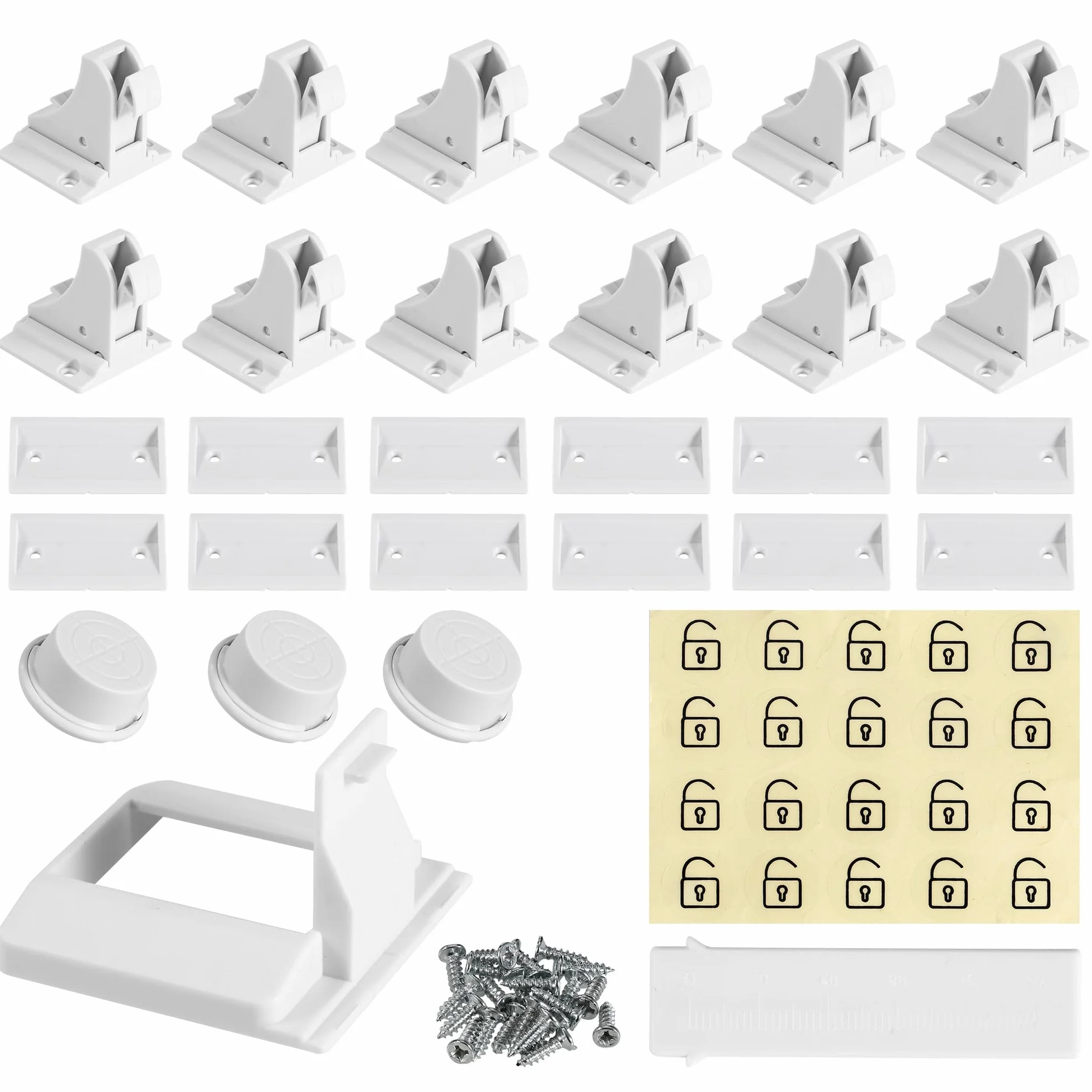 Kindersicherung Schrank,Magnetisches Schrankschloss,Unsichtbare Kindersicherung Schrank,Weiß, 12 Schlösser + 3 Schlüssel