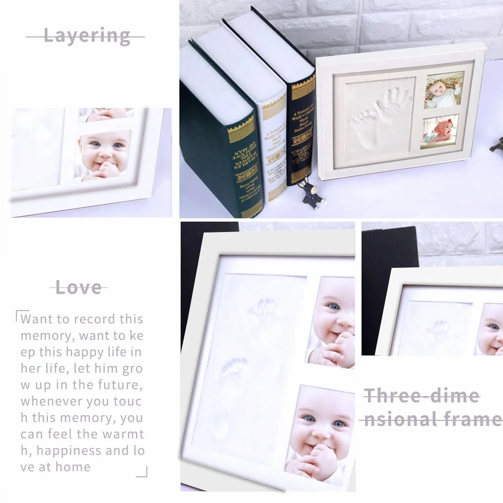 Zestaw odcisków stóp i zestaw odcisków dłoni, zestaw ramek na zdjęcia dla noworodka dziewczynek i chłopców, prezenty na baby shower, lista noworodków, prezent dla nowych rodziców, idealna