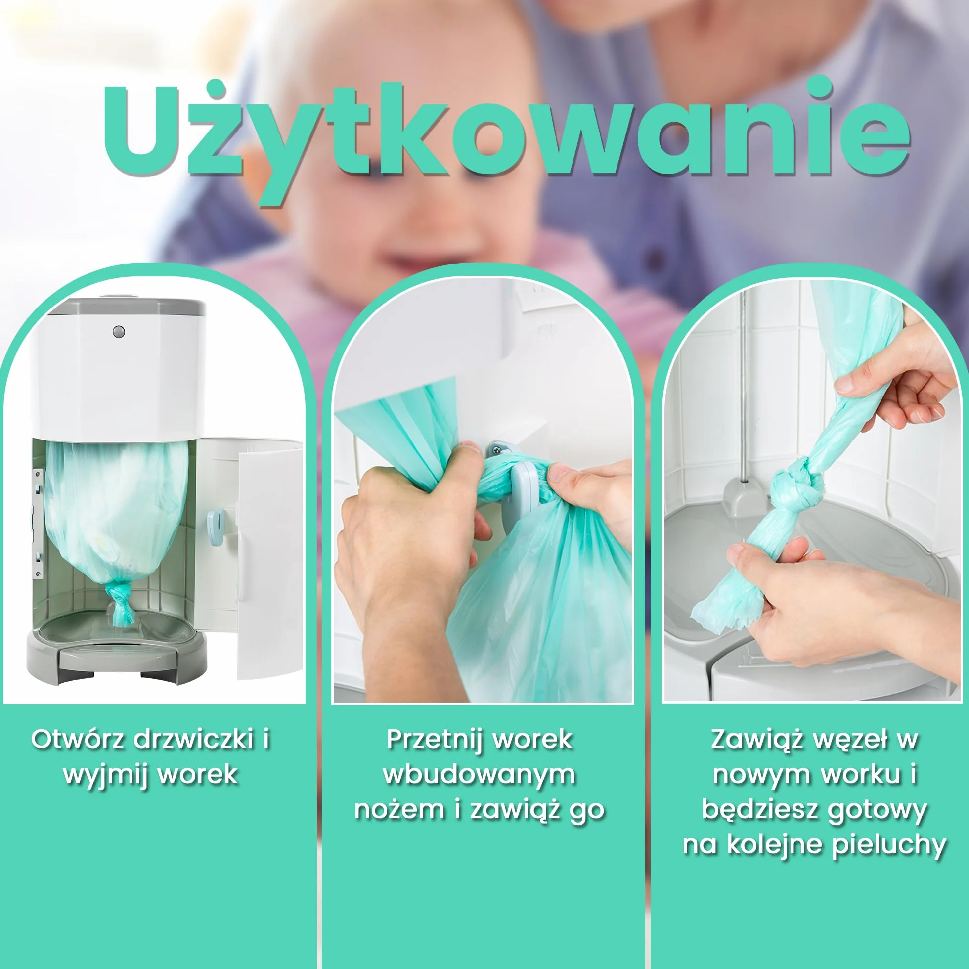 Pojemnik na pieluchy wkład pasujący do Korbell - 6 sztuk - 15/16 litrów - pachnący wkład uzupełniający