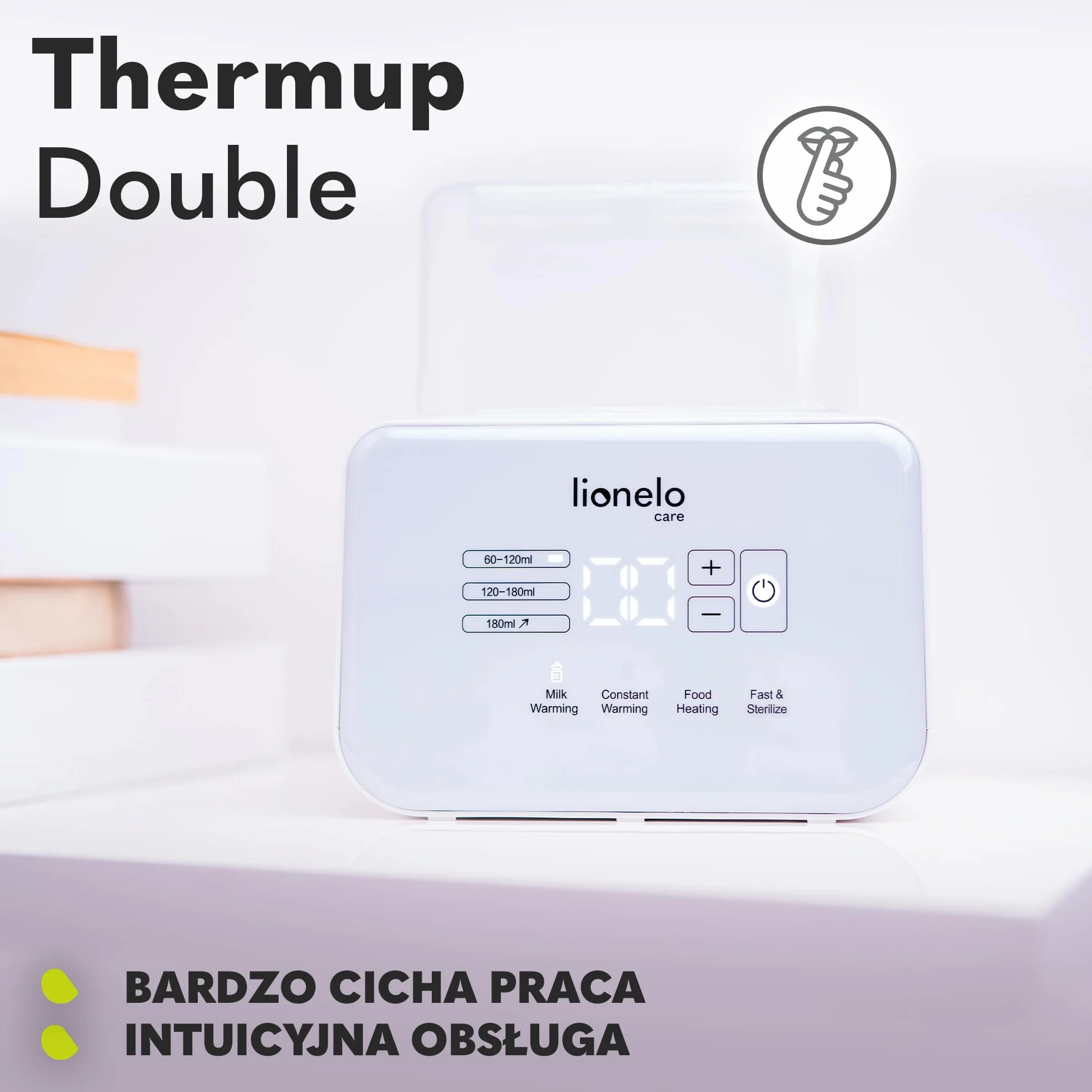 Lionelo C-THERMUP DOUBLE WHITE Podgrzewacz, Biały, ‎13,5 x 20,5 x 22,5 cm; 750 g