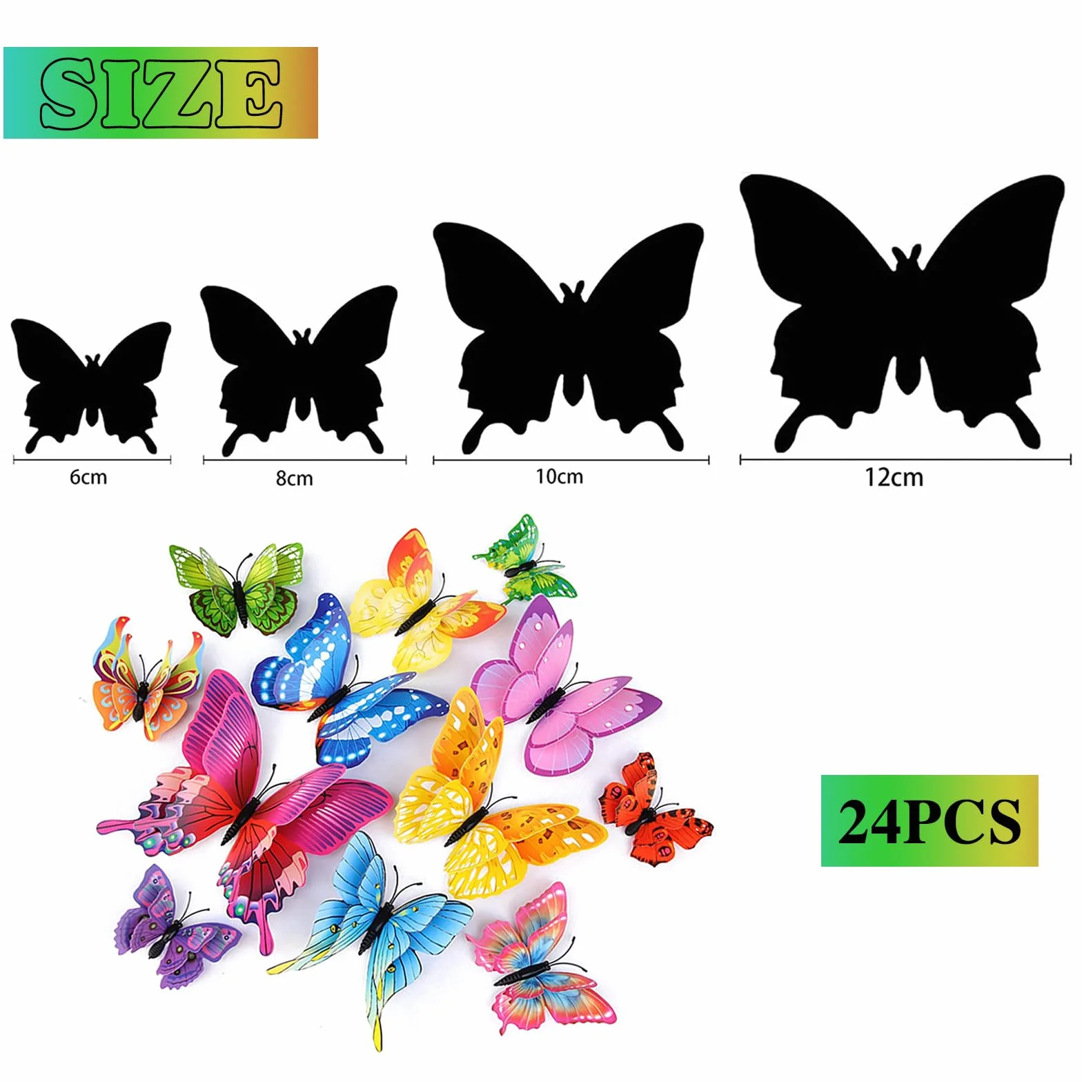 24 sztuki dekoracji ściennych z motylami 3D, z magnesami, naklejki z motylami, do dekoracji na imprezę, do sypialni, pokoju dziecięcego, na wesele i wiele innych