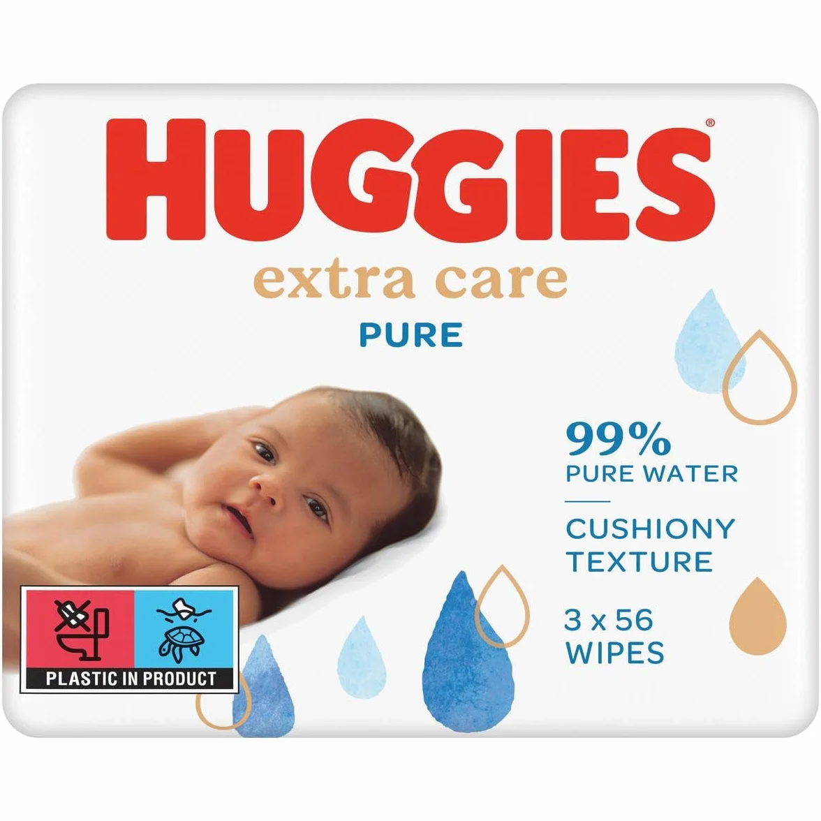 Huggies Pure Extra Care Chusteczki Nawilżane, 56 sztuk x 3 op.