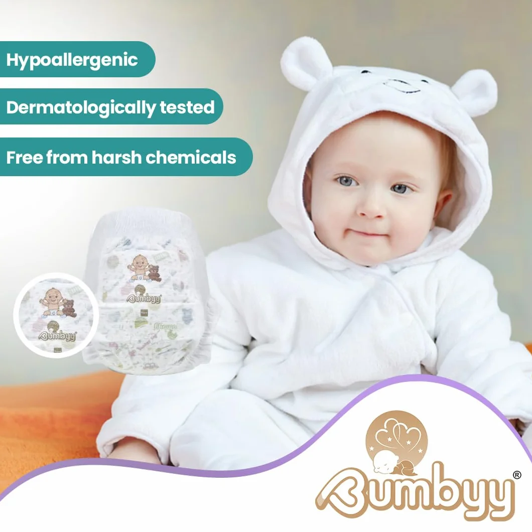 Pieluchy dla niemowląt Pull Ups rozmiar 5 Bumbyy 150 sztuk – Ultra-chłonne szczelne majteczki pieluchowe dla skóry wrażliwej, hipoalergiczne i testowane dermatologicznie z miękką oddychającą 12