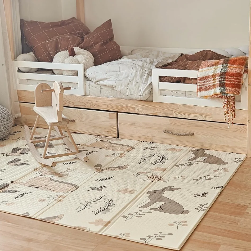 Mamabrum Mata Piankowa dla Dzieci Niemowląt do Nauki Raczkowania, Dwustronna Mata Składana Duża 180 x 120 x 1 cm, Mata do Pokoju Dziecięcego, Pianka XPE dla Niemowlaka (Magiczny Las/Jesienne Ulice)