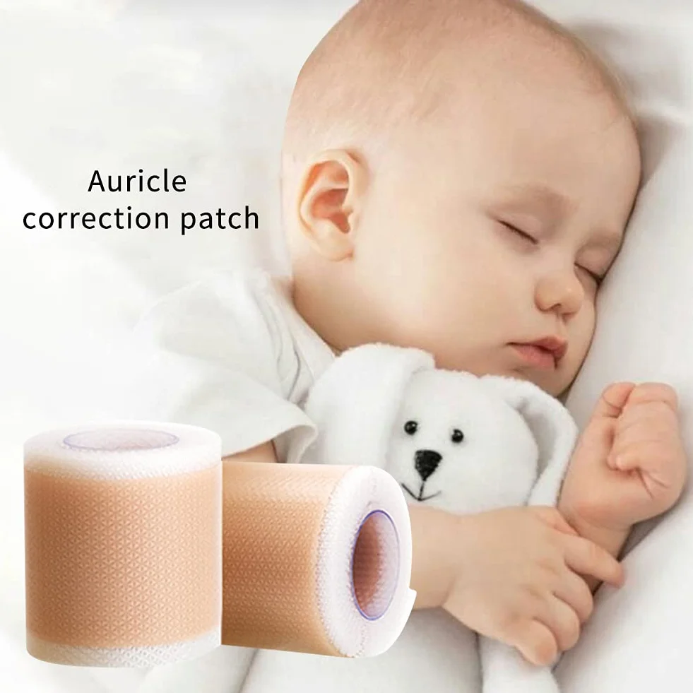 Surakey Silikonowy plaster do korekcji estetycznych uszu dla noworodków, niemowląt, wystający plaster na ucho, oddychający plaster na uszy, 4 x 50 cm